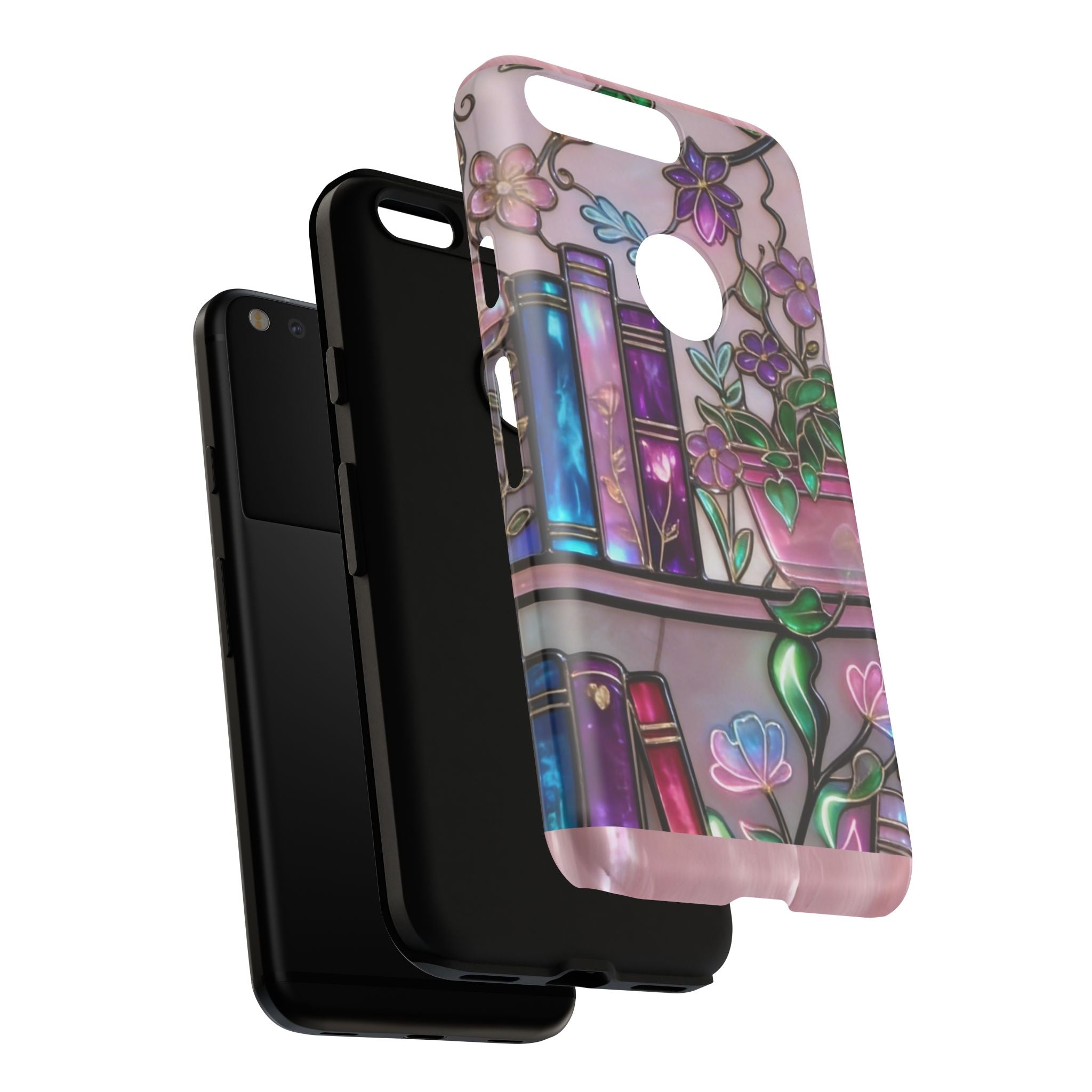 Floral Bookshelf Phone Case — Pastel Botanicals & Magical Book Art Printify