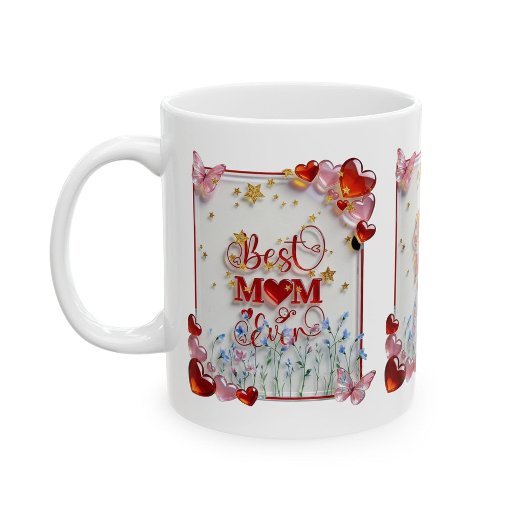 Best Mom Ever Ceramic Mug — Floral Hearts Mother's Day Coffee Cup (11oz, 15oz) Printify