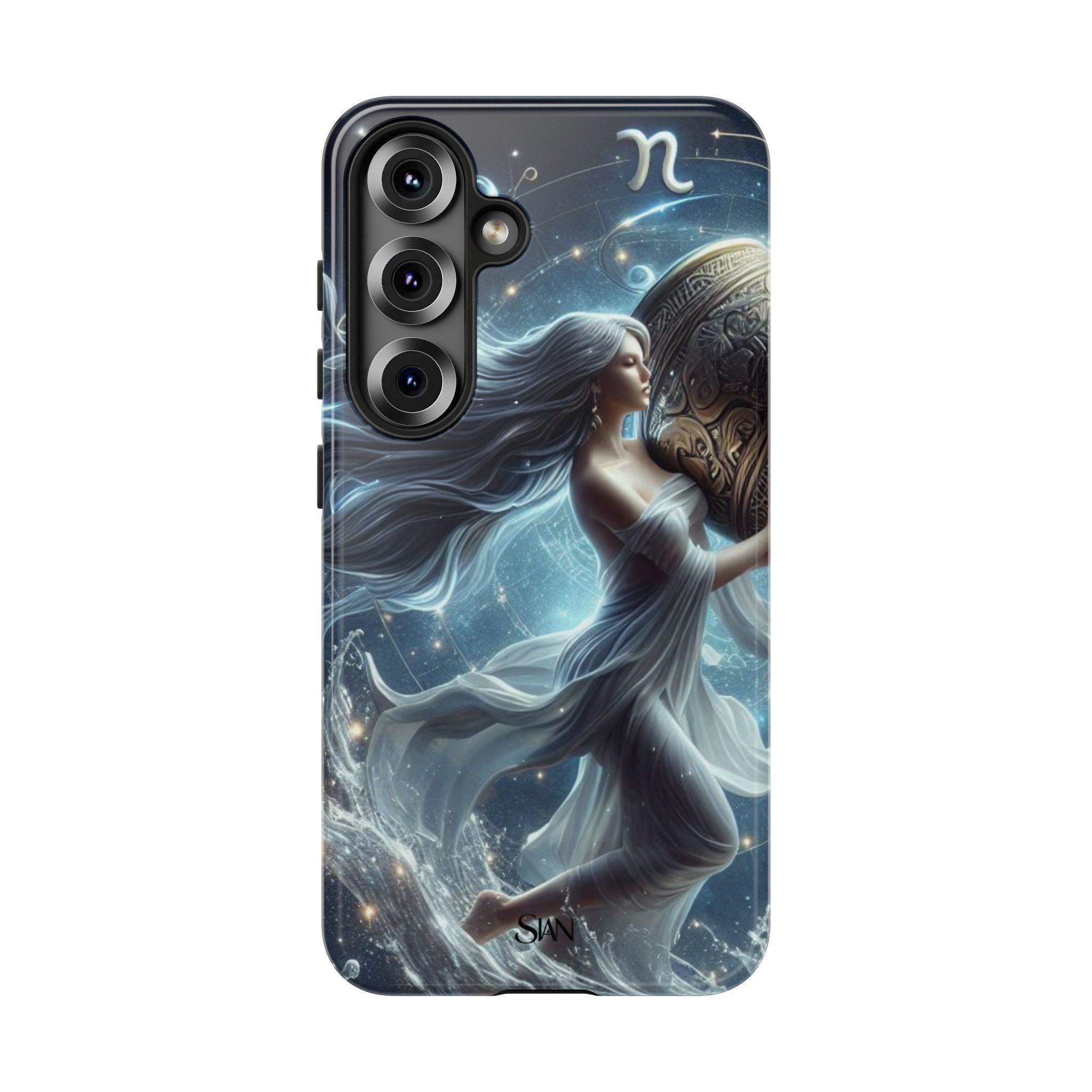 Moonlit Athena figure phone case | Goddess warrior celestial art tough case Printify