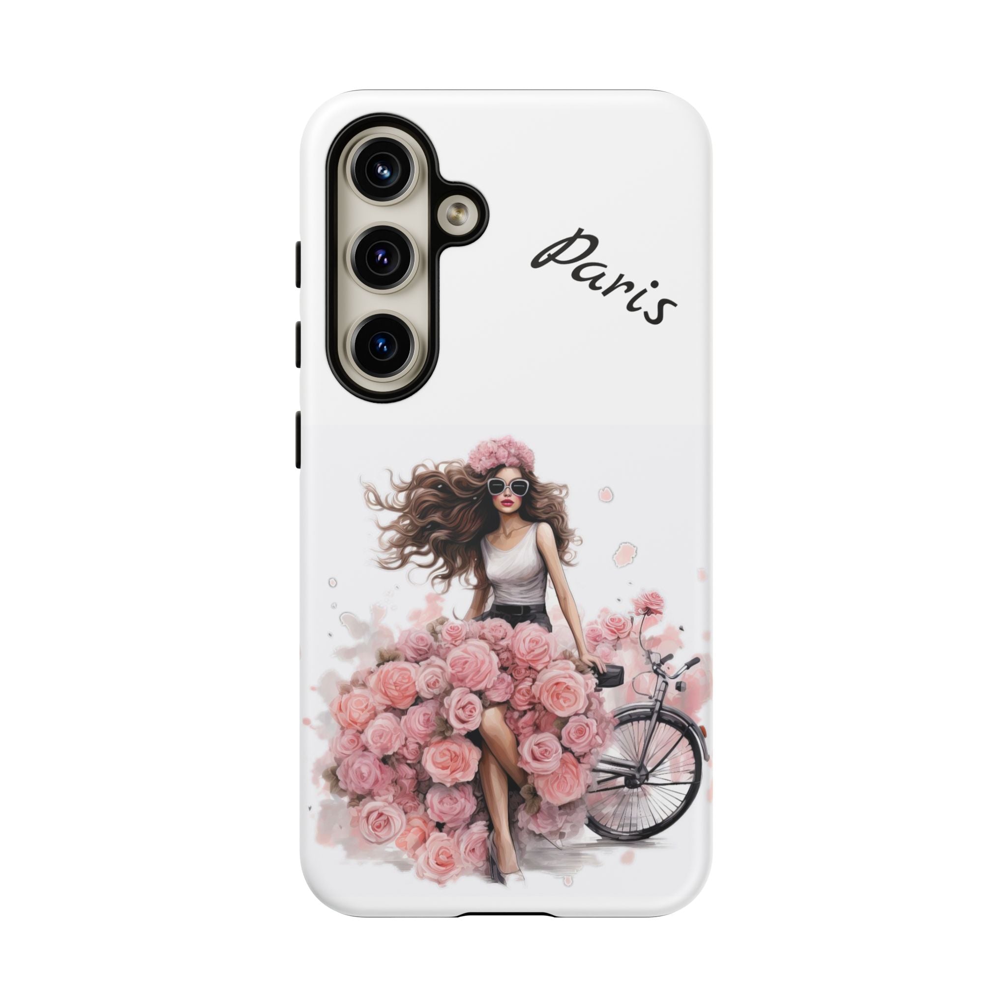 Paris Rose Bicycle woman phone case | Floral iPhone case Printify
