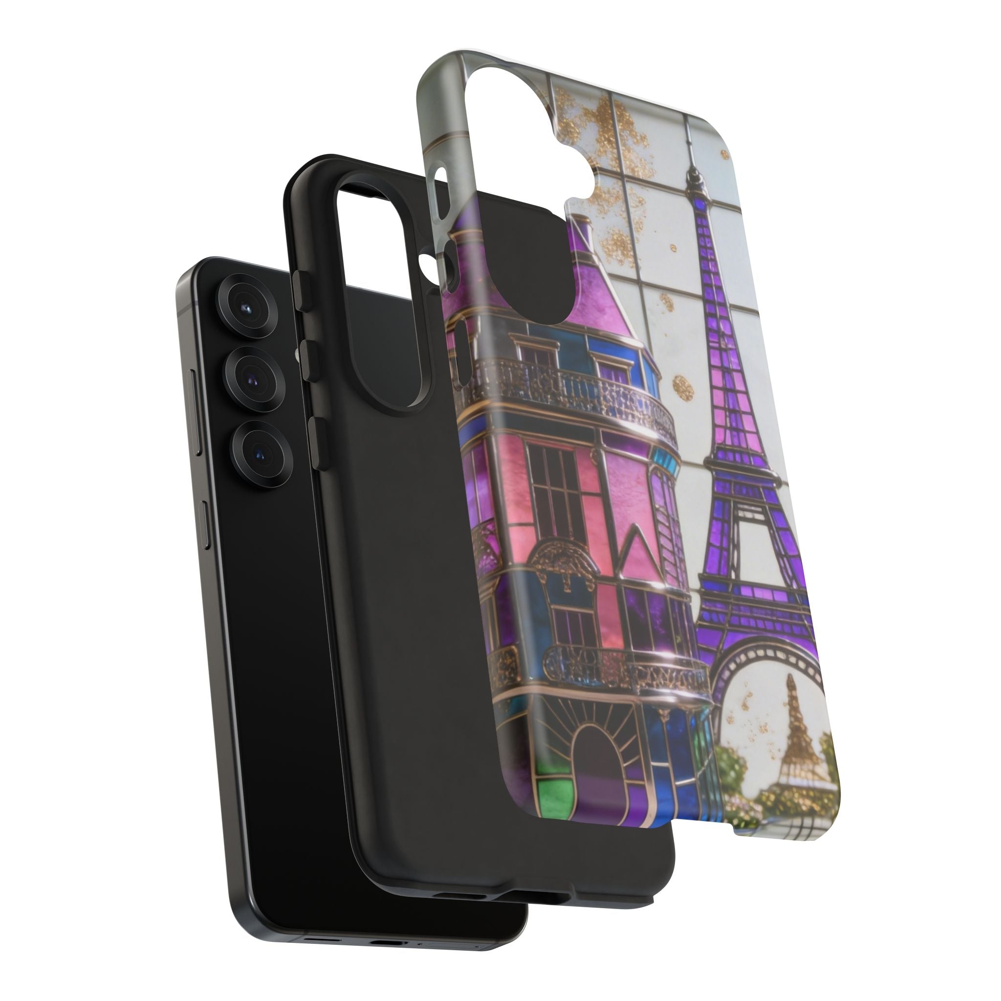 Parisian Eiffel Tower Tough Phone Case — Purple Vintage Cityscape Printify