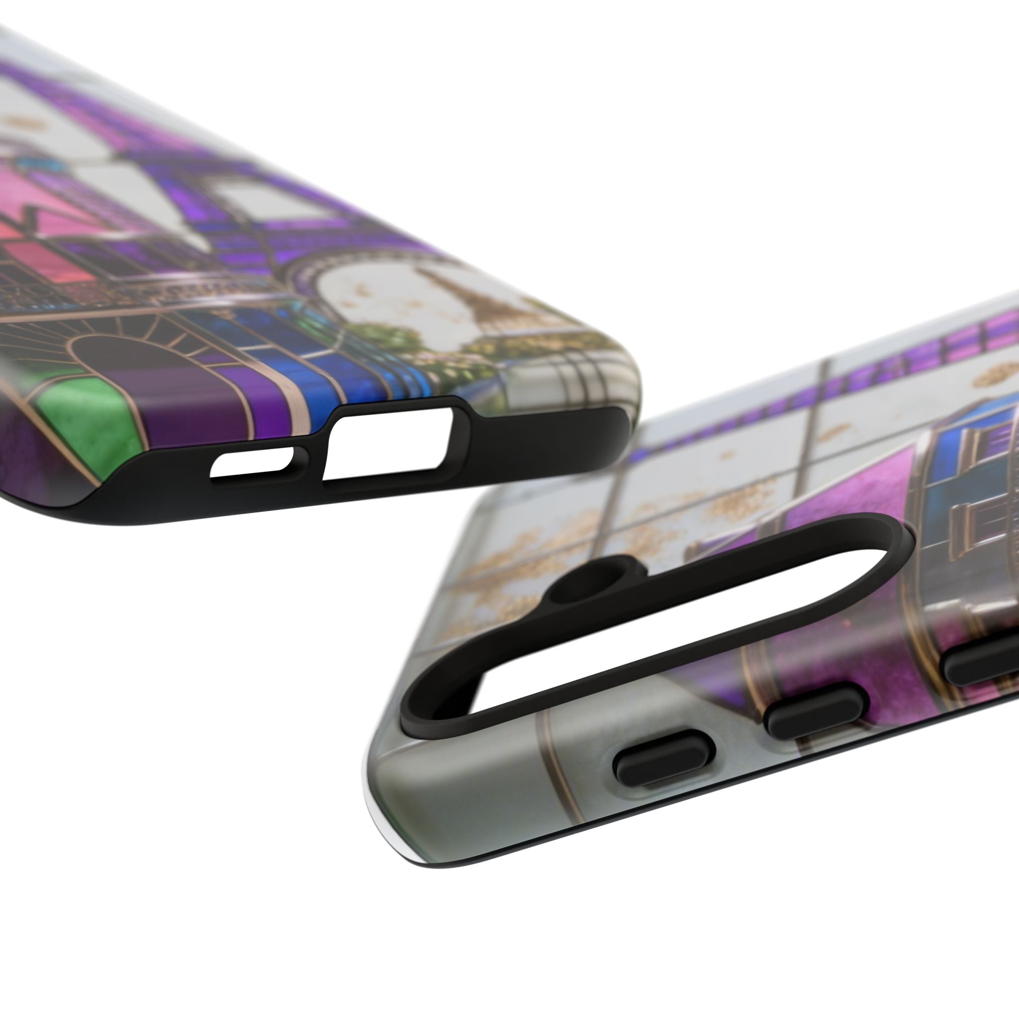 Parisian Eiffel Tower Tough Phone Case — Purple Vintage Cityscape Printify