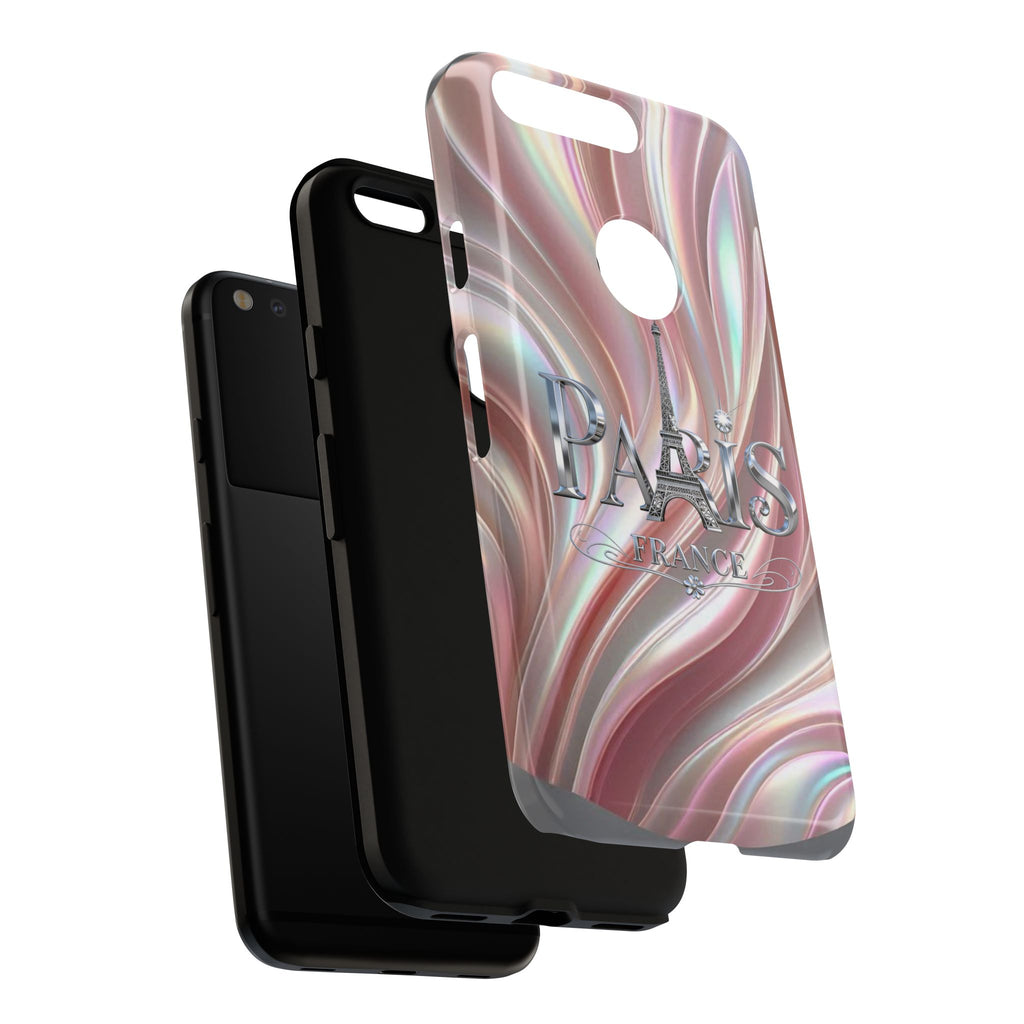 Paris Eiffel Phone Case — Iridescent Swirl Tough Case Printify