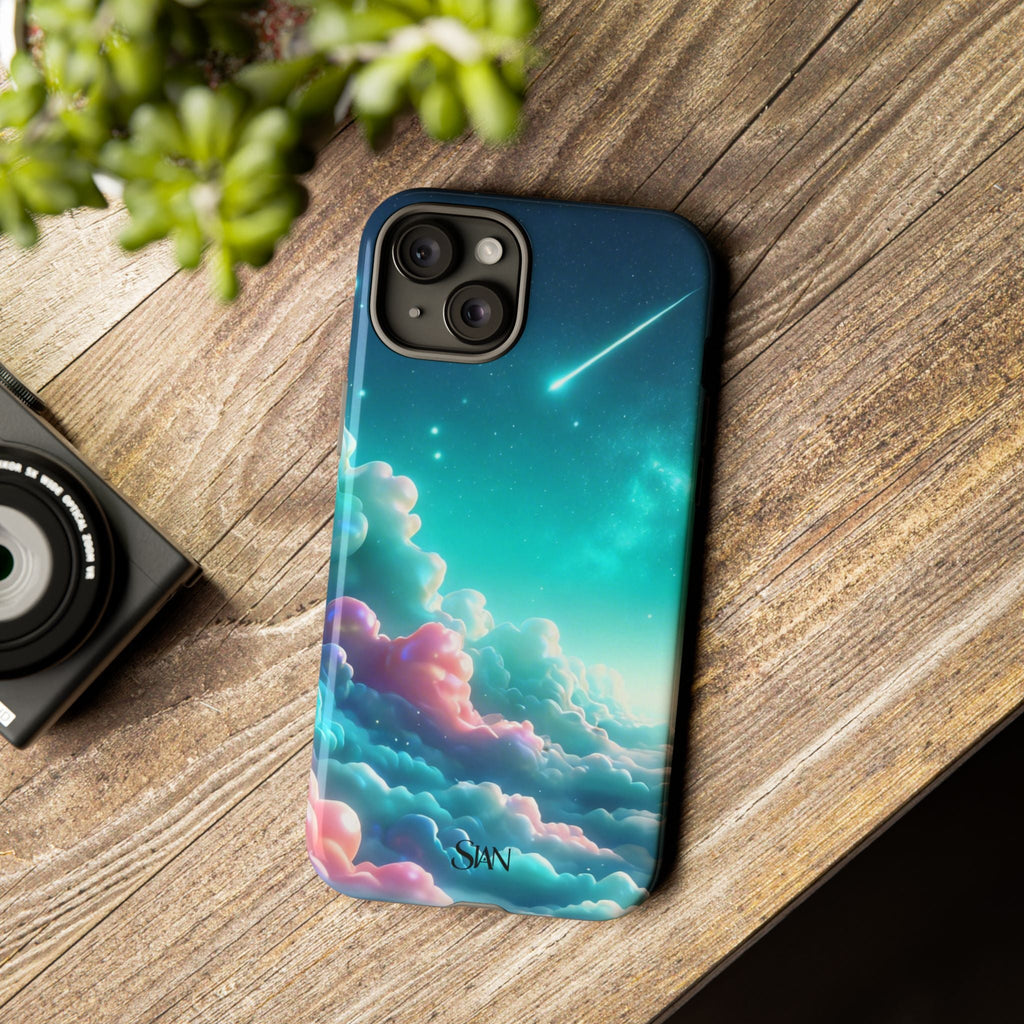 Dreamy Pastel Clouds with Shooting Star phone case Printify