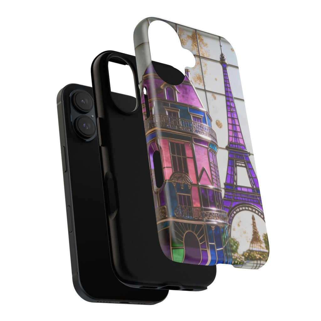 Parisian Eiffel Tower Tough Phone Case — Purple Vintage Cityscape Printify