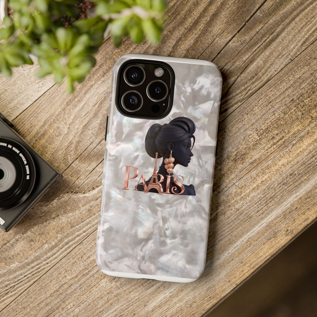 Paris Silhouette Pearl Phone Case — Tough Protective Smartphone Cover Printify