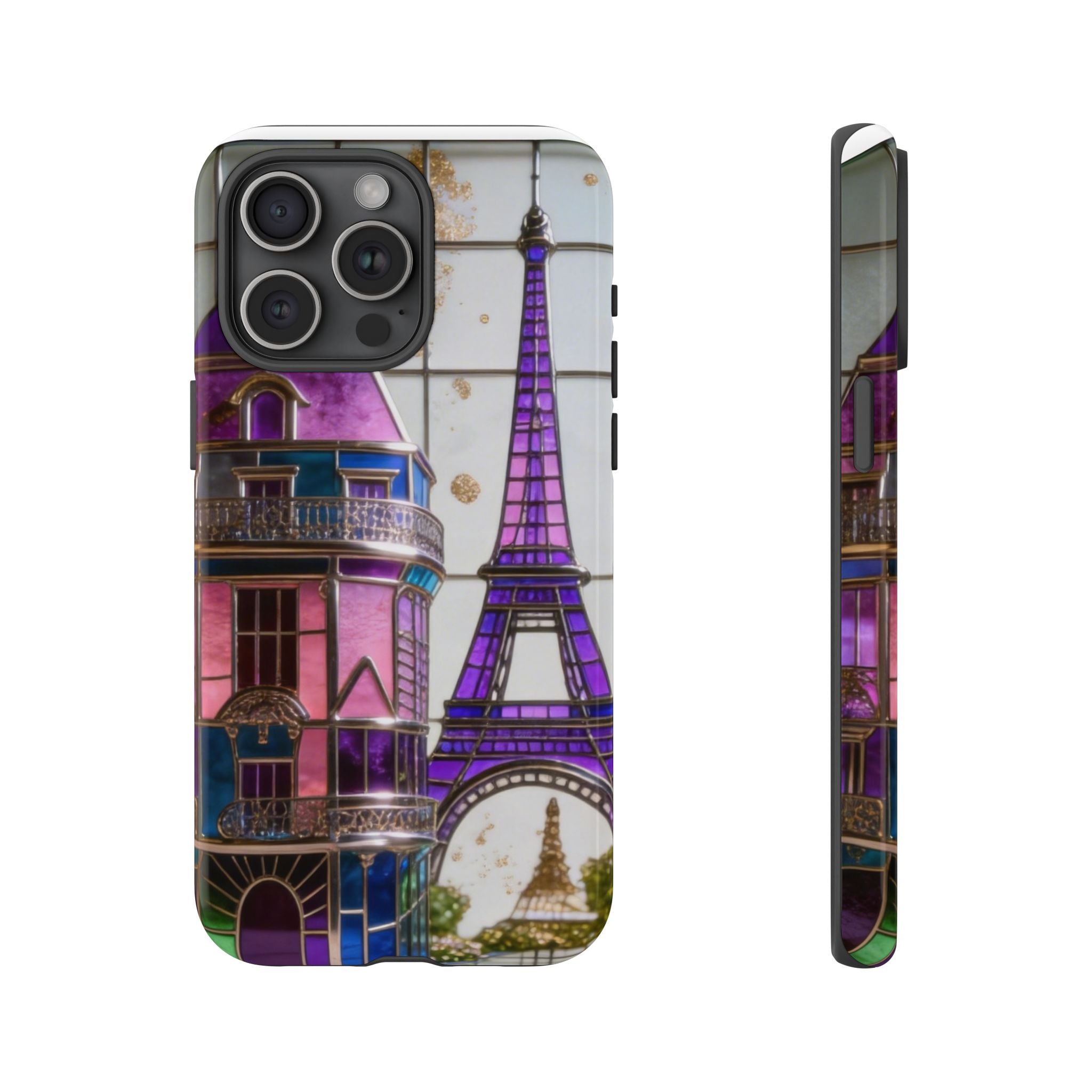Parisian Eiffel Tower Tough Phone Case — Purple Vintage Cityscape Printify