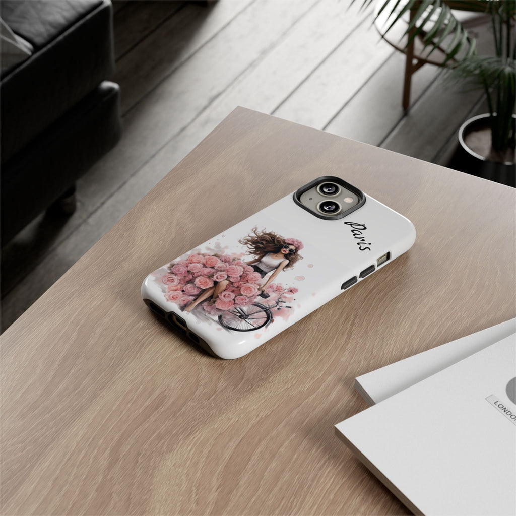 Paris Rose Bicycle woman phone case | Floral iPhone case Printify