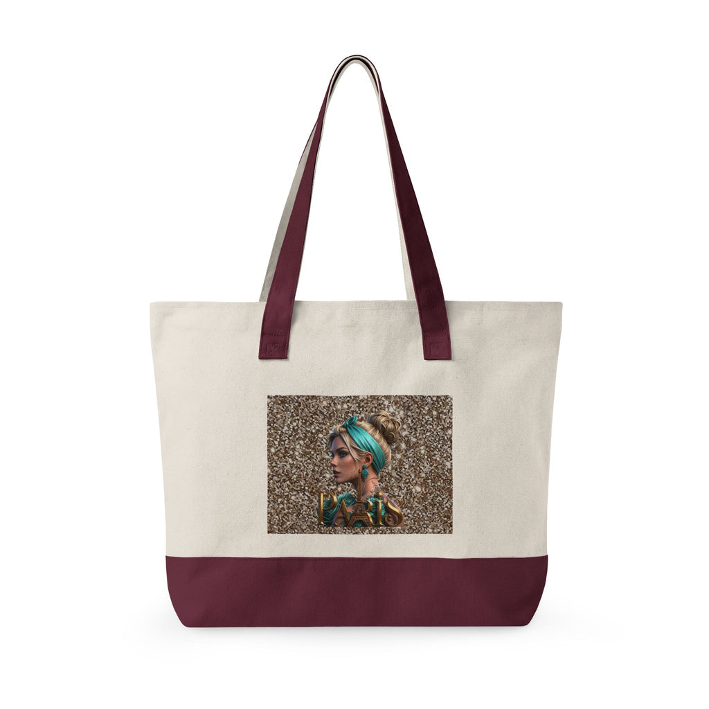 Canvas Tote Bag — Boho Woman Portrait on Glitter Background Printify