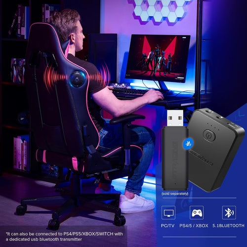 Gaming Chair with Footrest Speakers Video Game Chair Bluetooth Music