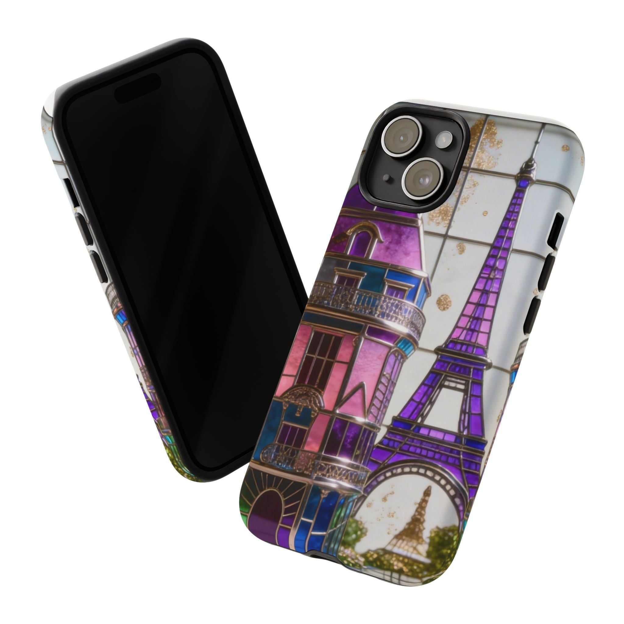 Parisian Eiffel Tower Tough Phone Case — Purple Vintage Cityscape Printify