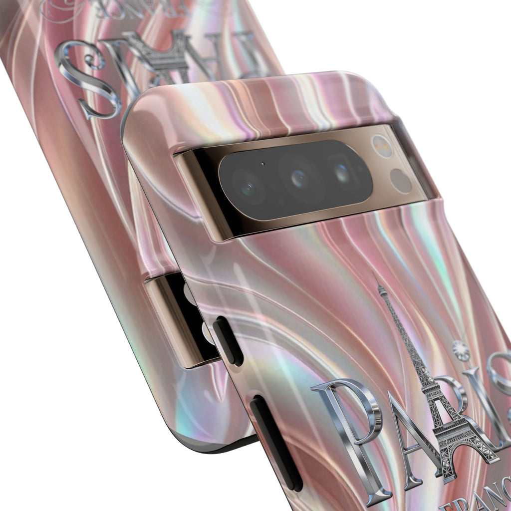 Paris Eiffel Phone Case — Iridescent Swirl Tough Case Printify
