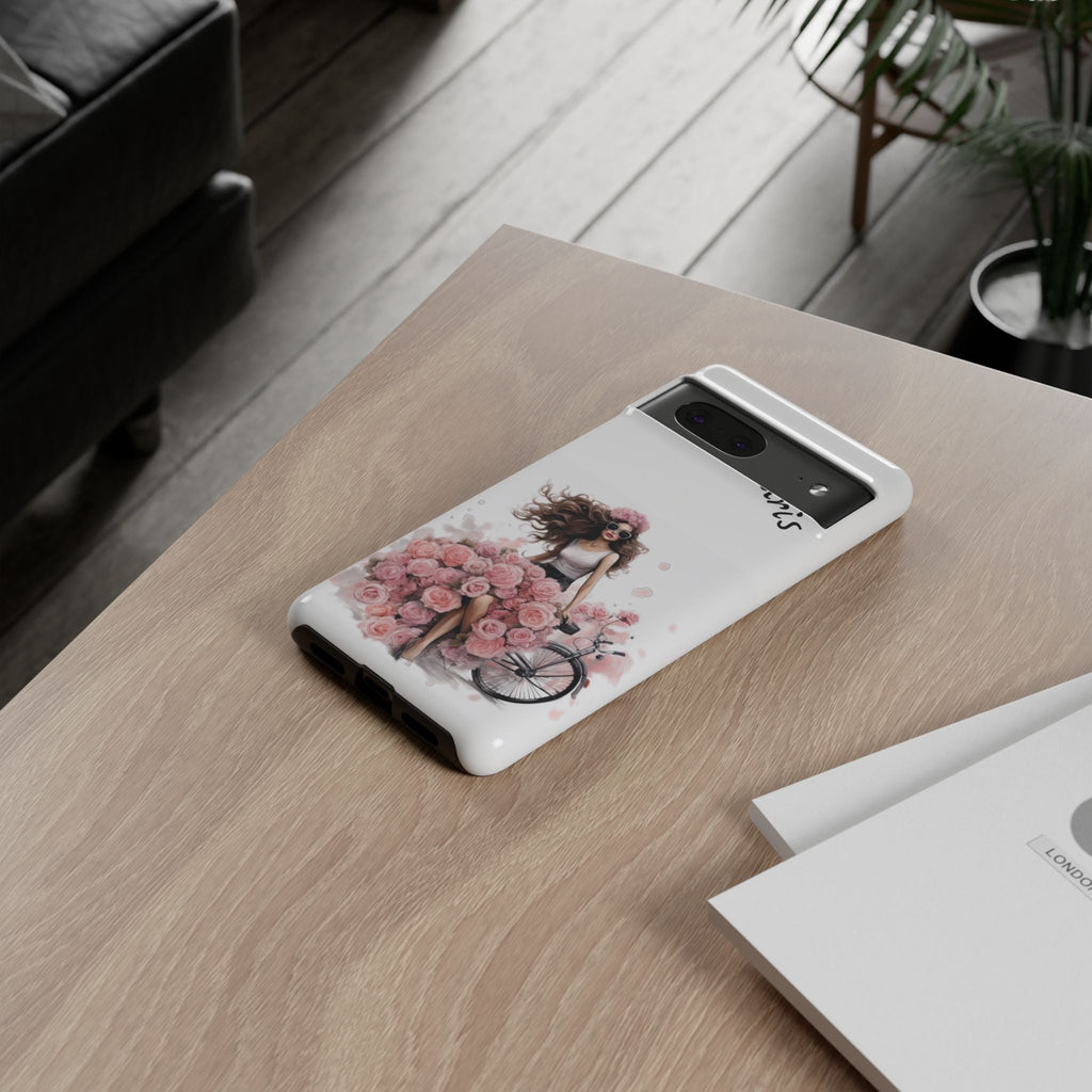 Paris Rose Bicycle woman phone case | Floral iPhone case Printify