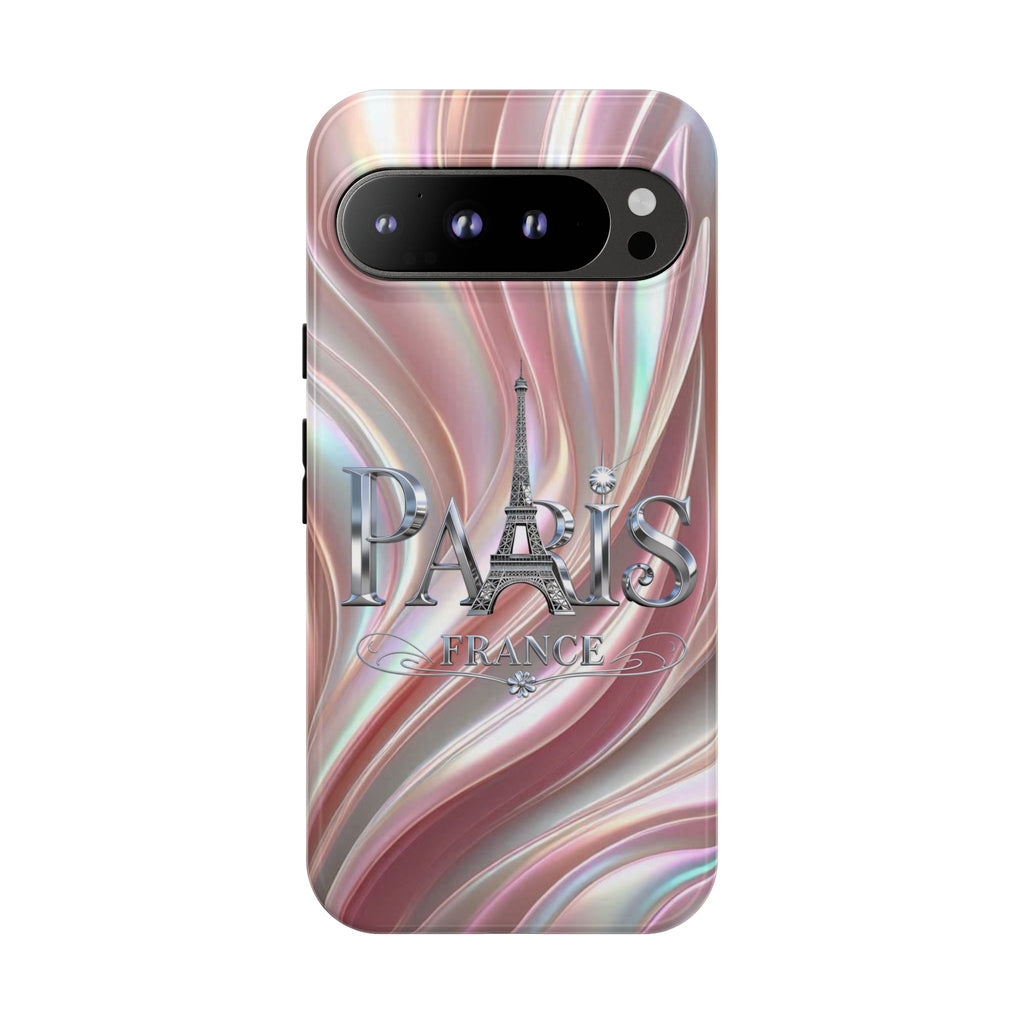 Paris Eiffel Phone Case — Iridescent Swirl Tough Case Printify