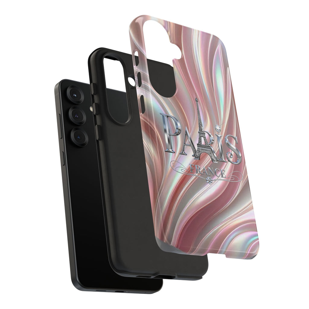 Paris Eiffel Phone Case — Iridescent Swirl Tough Case Printify