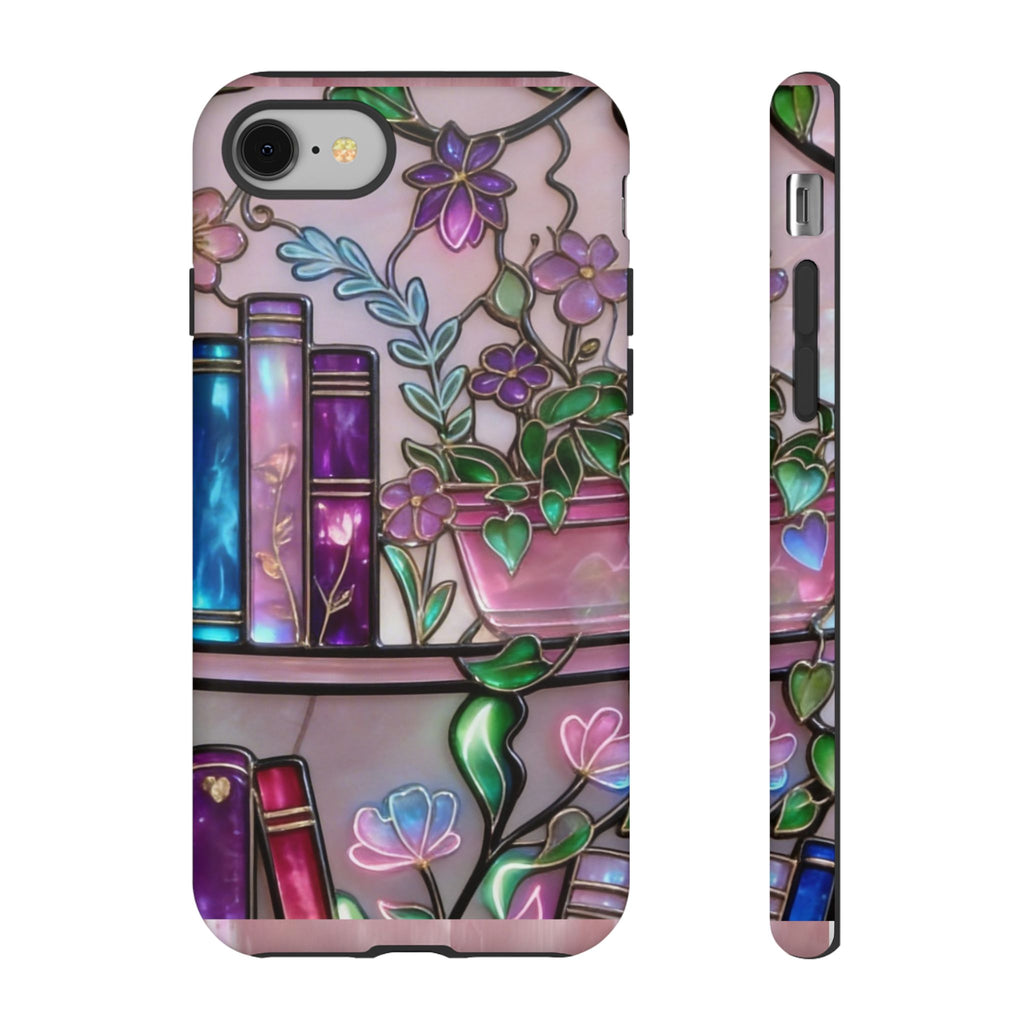Floral Bookshelf Phone Case — Pastel Botanicals & Magical Book Art Printify