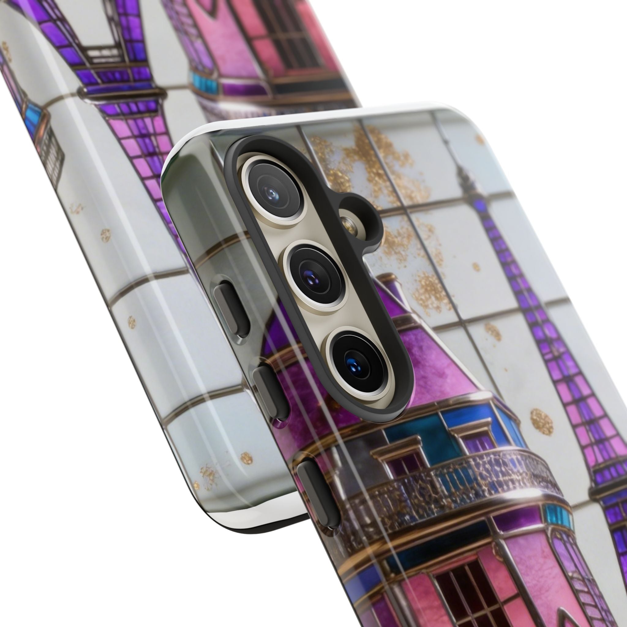 Parisian Eiffel Tower Tough Phone Case — Purple Vintage Cityscape Printify