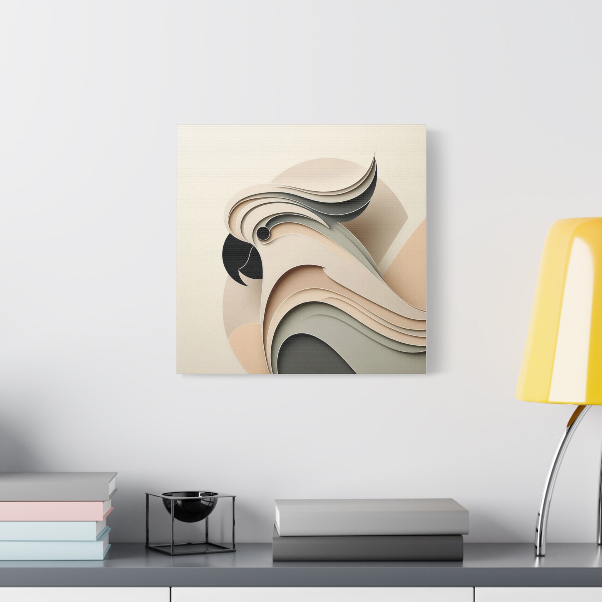 Abstract Paper Cut Cockatoo Matte Canvas Printify