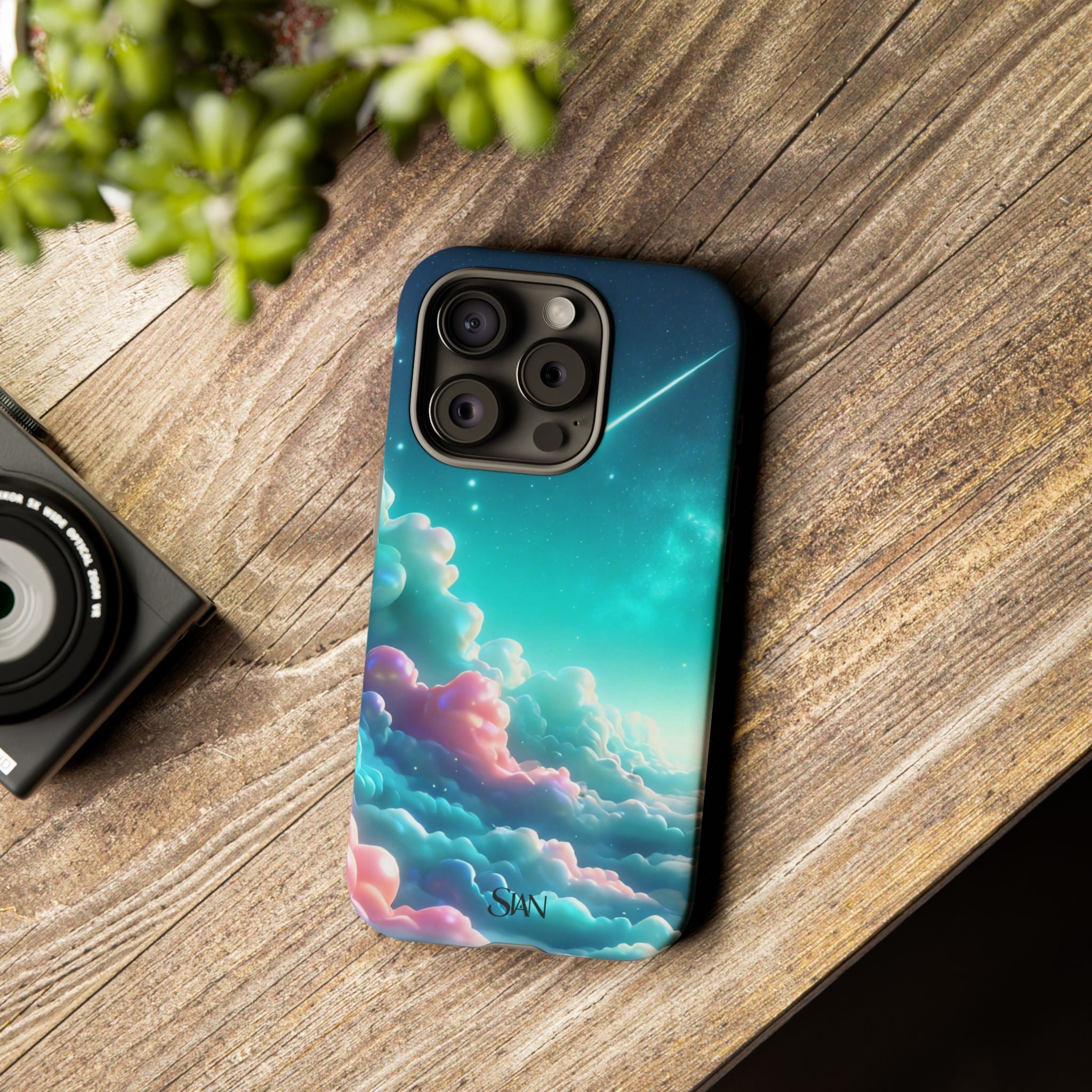 Dreamy Pastel Clouds with Shooting Star phone case Printify