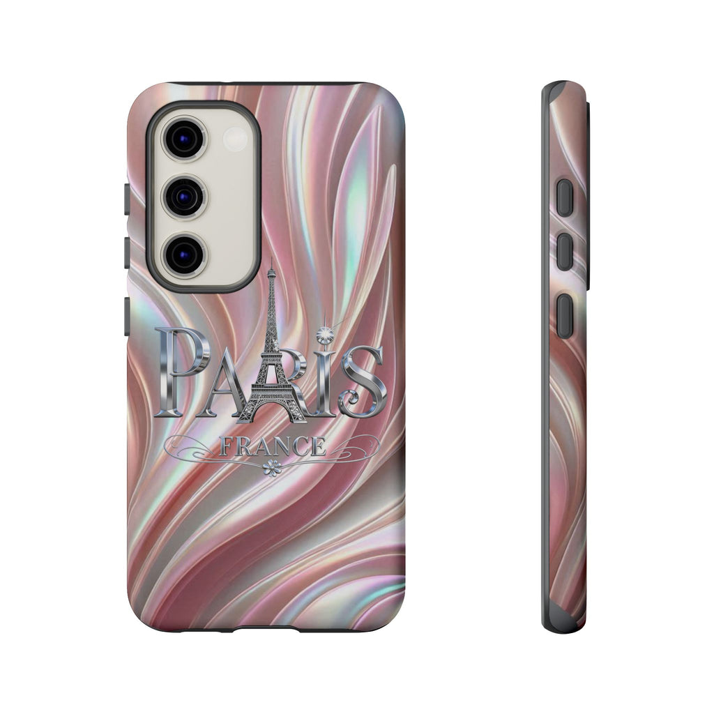Paris Eiffel Phone Case — Iridescent Swirl Tough Case Printify
