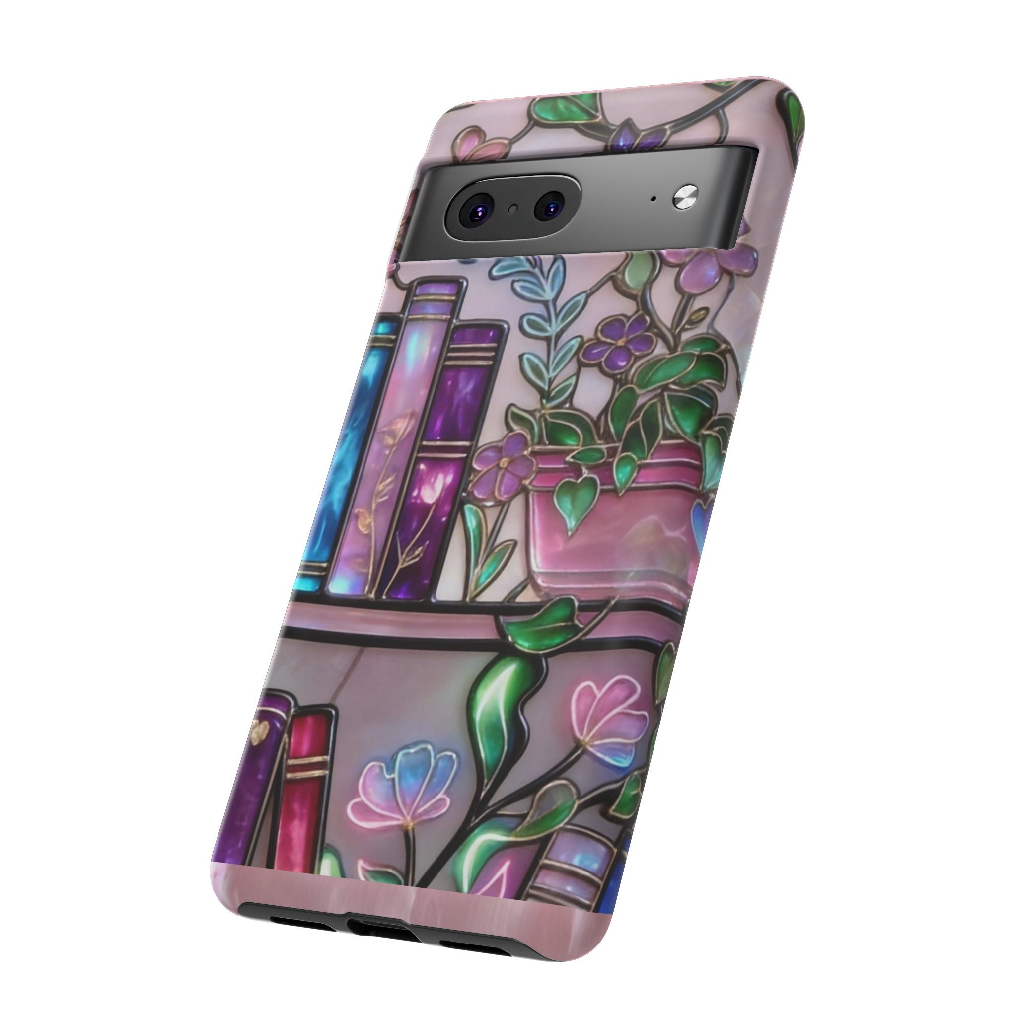 Floral Bookshelf Phone Case — Pastel Botanicals & Magical Book Art Printify