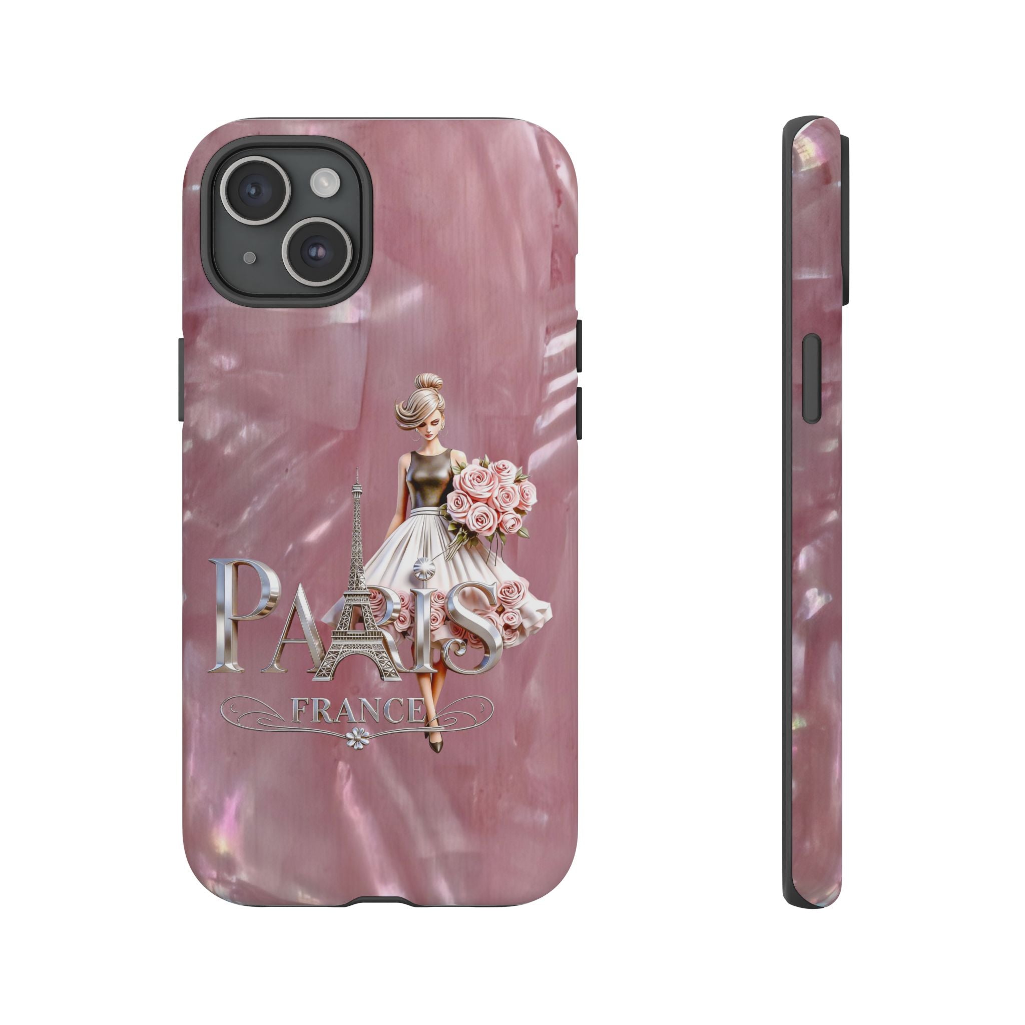 Paris Floral Phone Case - Pink Eiffel Tower Fashion Girl Tough Case Printify