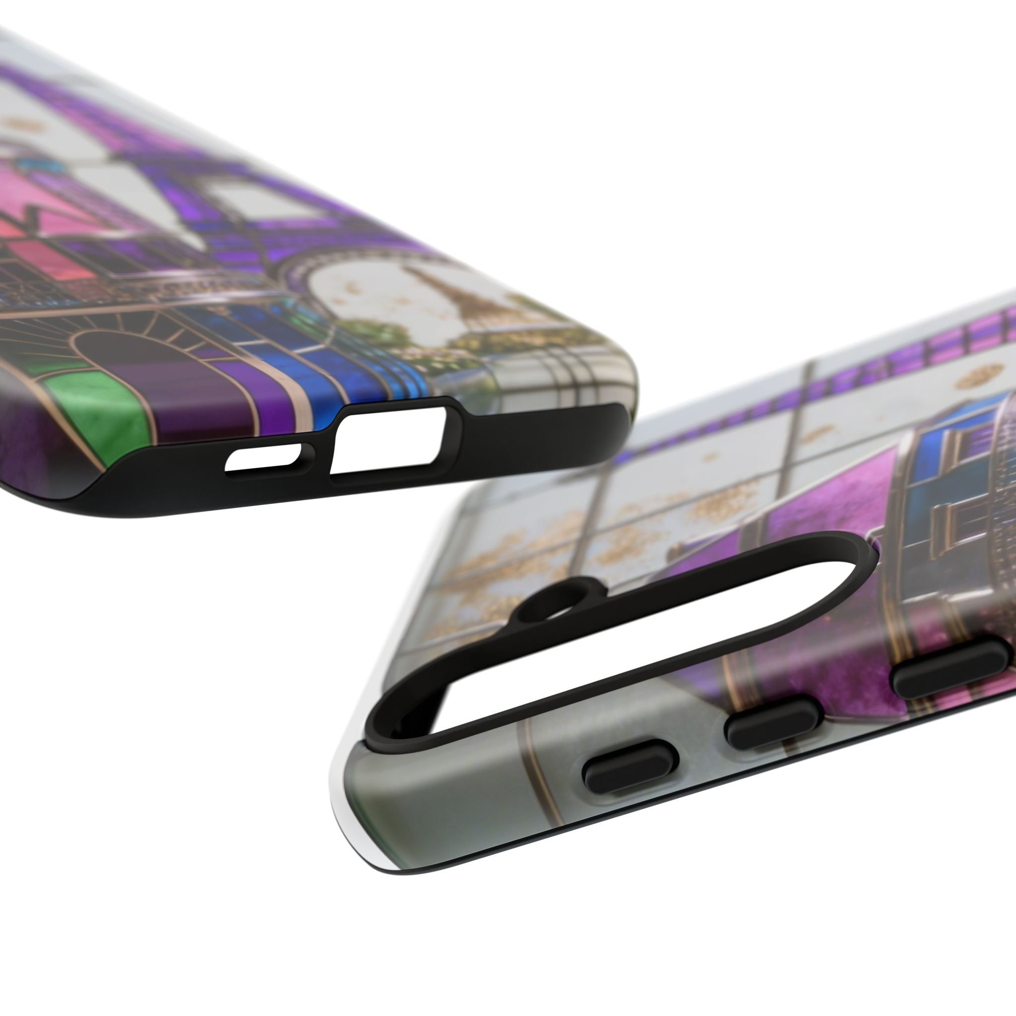 Parisian Eiffel Tower Tough Phone Case — Purple Vintage Cityscape Printify