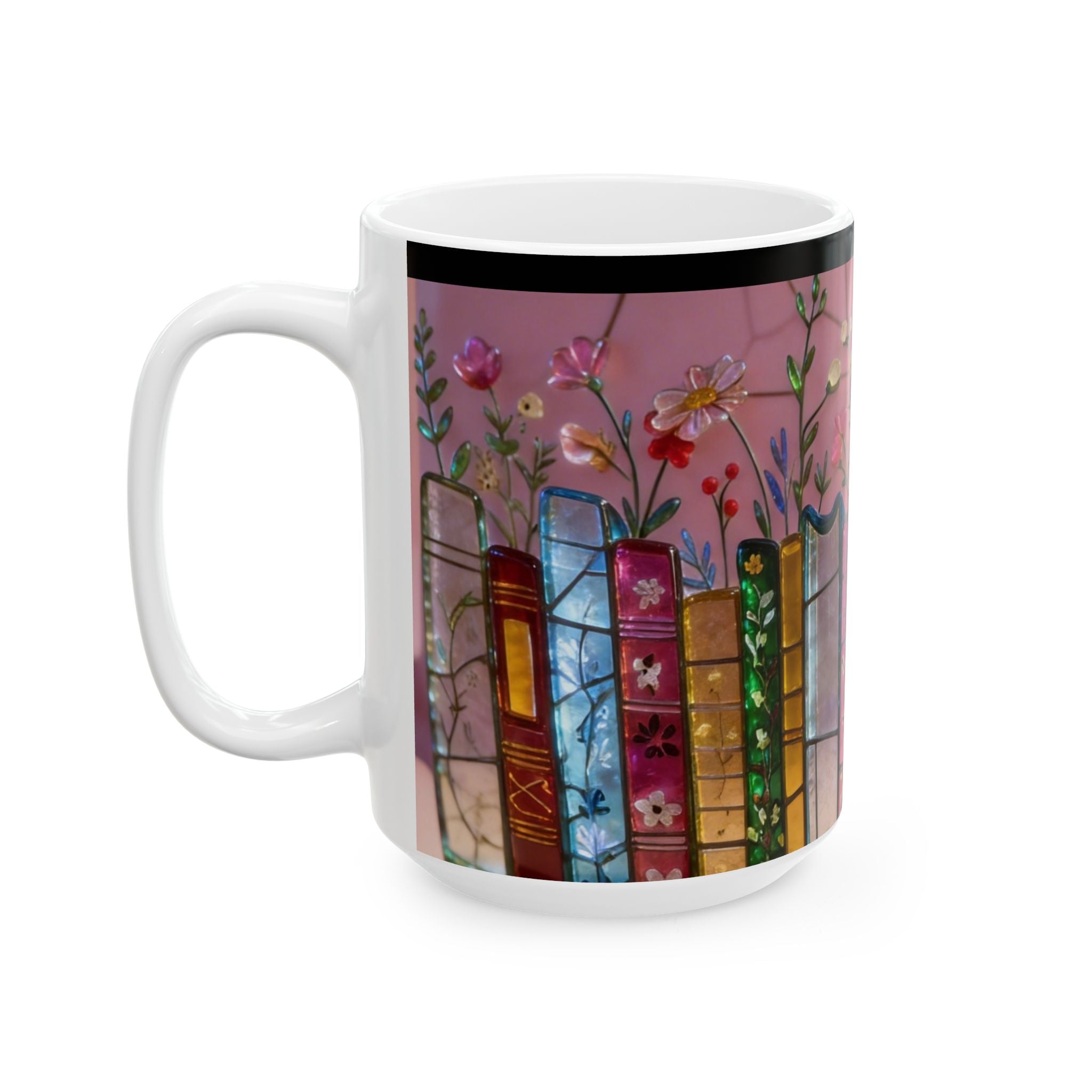 Color Glas Bookstack Ceramic Mug — Cozy Reading Coffee Cup (11oz/15oz) Printify