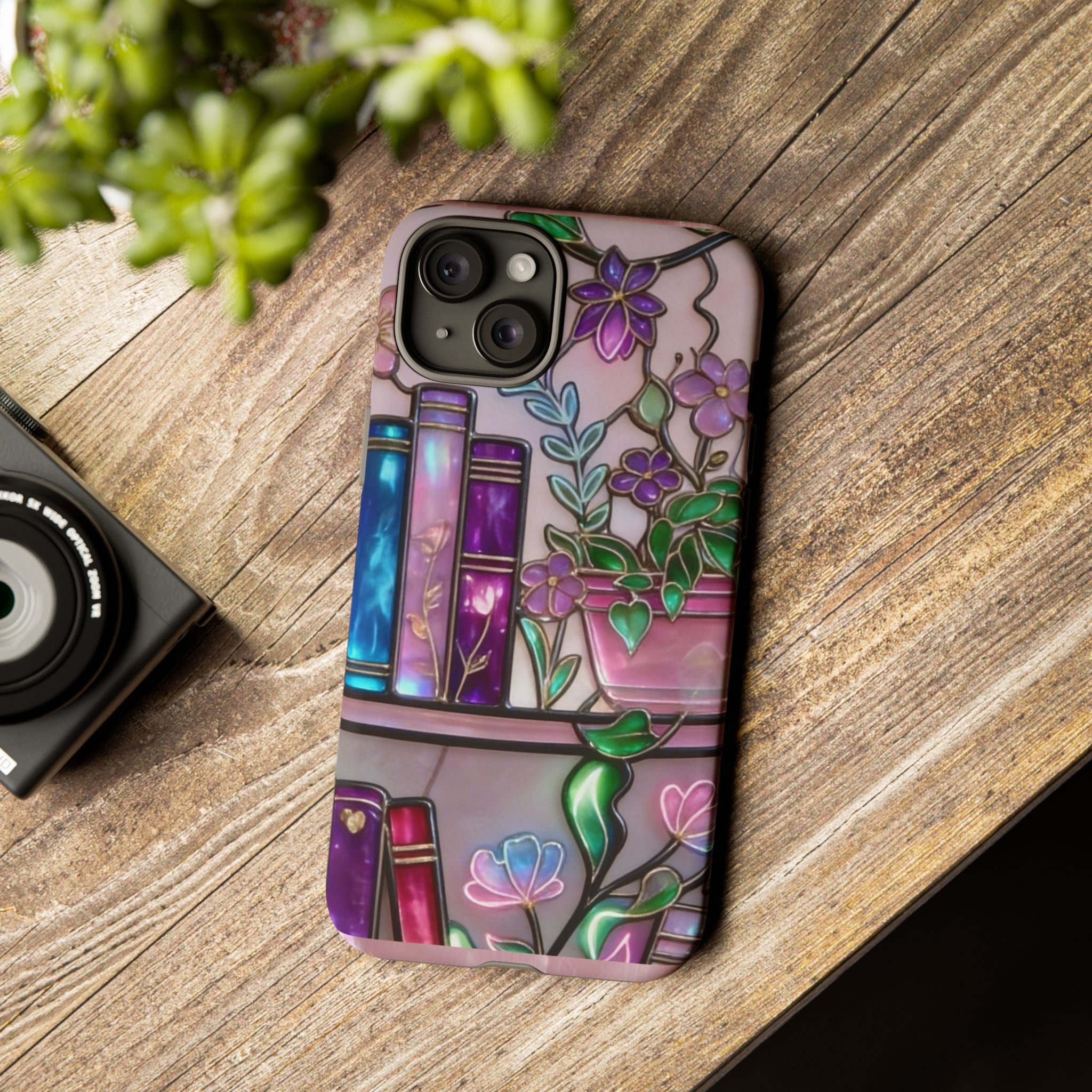 Floral Bookshelf Phone Case — Pastel Botanicals & Magical Book Art Printify