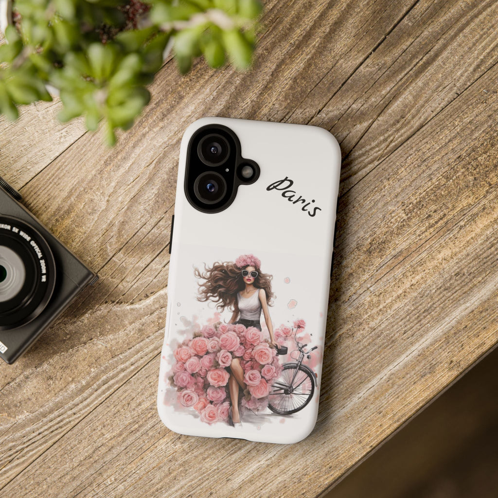 Paris Rose Bicycle woman phone case | Floral iPhone case Printify