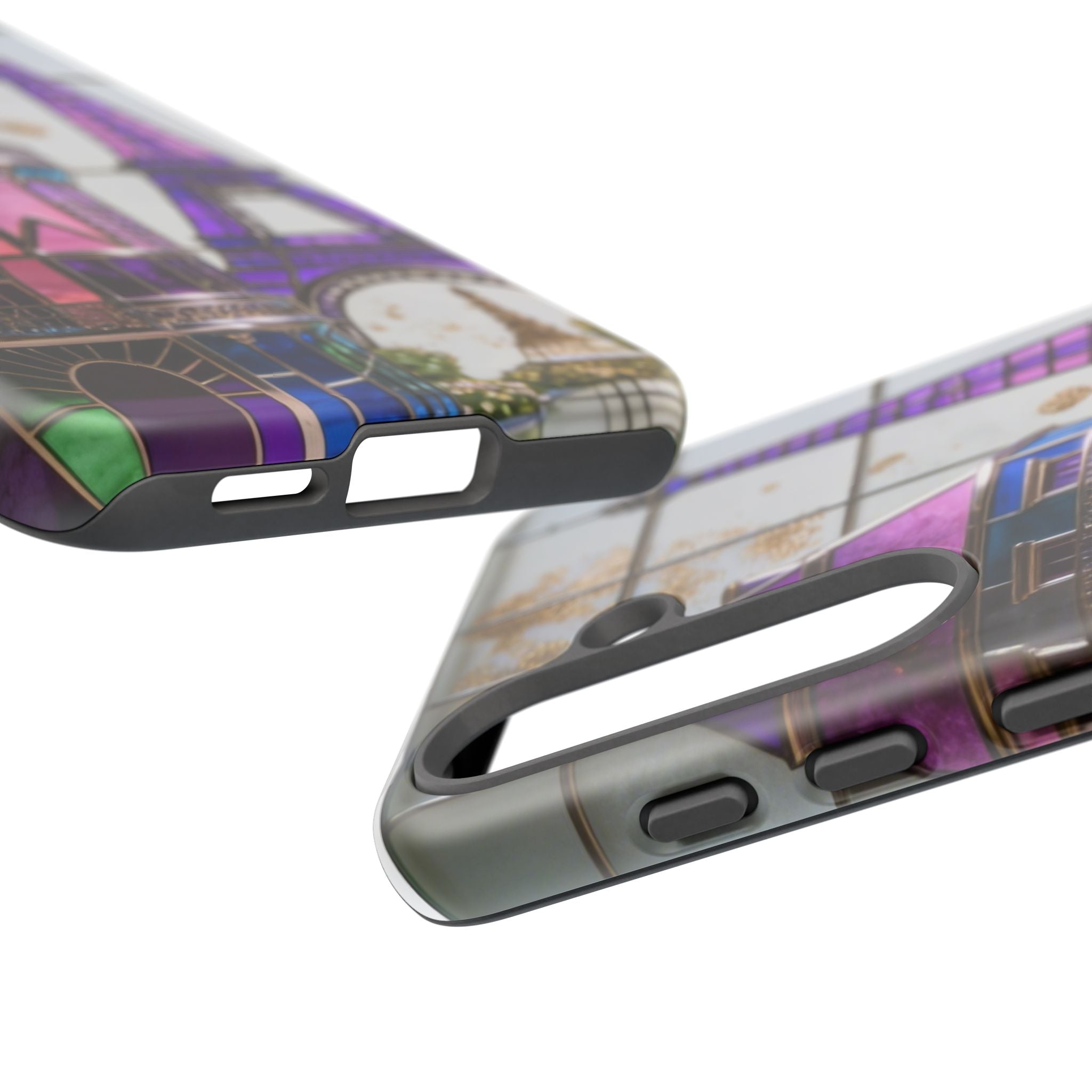 Parisian Eiffel Tower Tough Phone Case — Purple Vintage Cityscape Printify