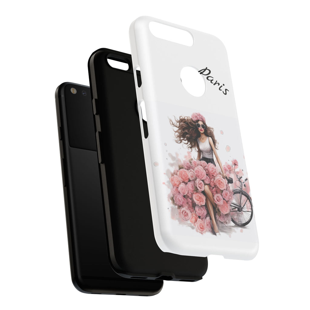 Paris Rose Bicycle woman phone case | Floral iPhone case Printify