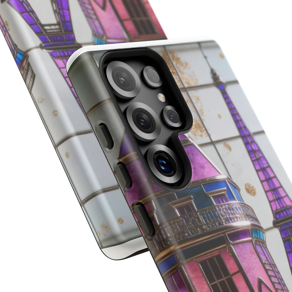 Parisian Eiffel Tower Tough Phone Case — Purple Vintage Cityscape Printify