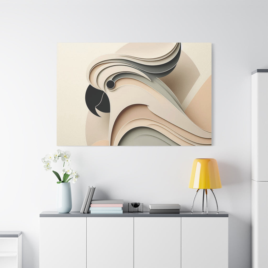 Abstract Paper Cut Cockatoo Matte Canvas Printify