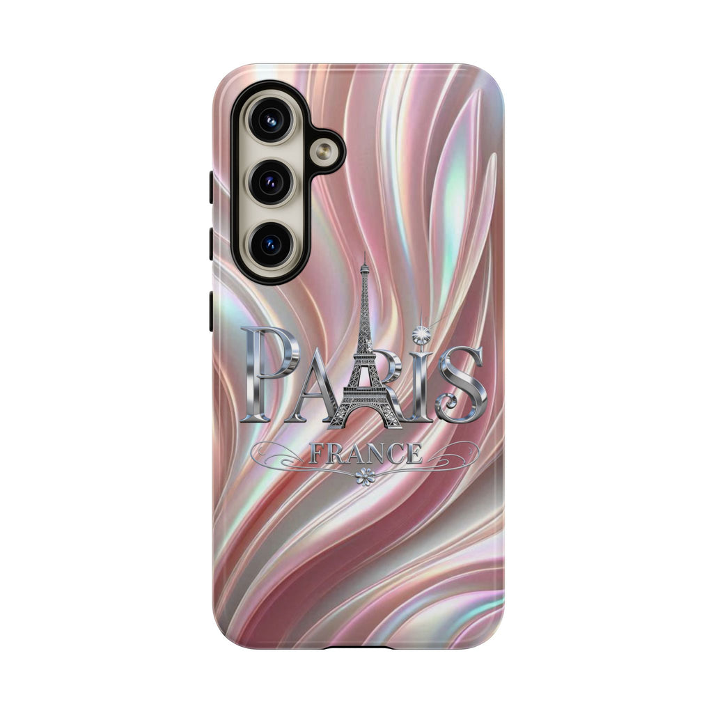 Paris Eiffel Phone Case — Iridescent Swirl Tough Case Printify