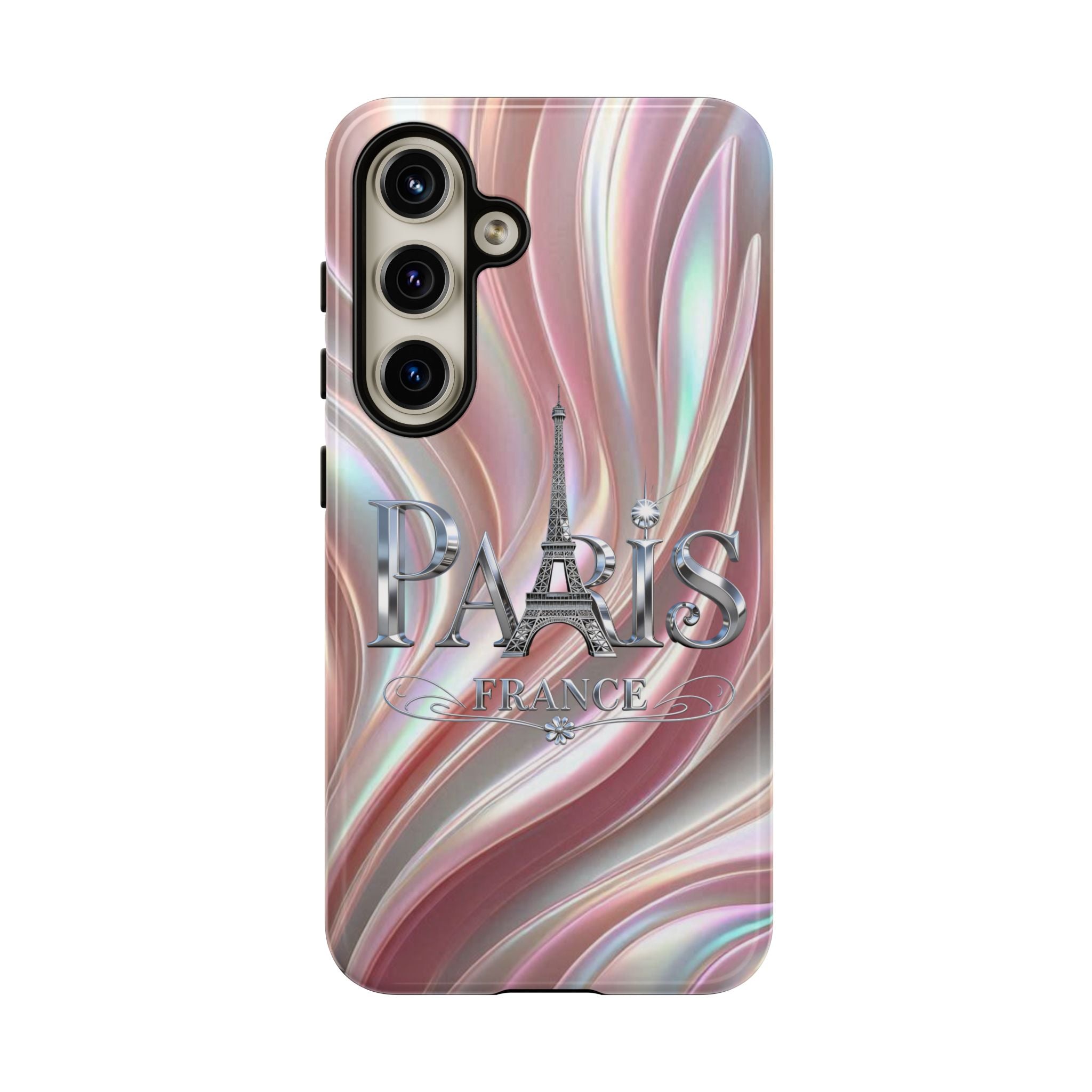 Paris Eiffel Phone Case — Iridescent Swirl Tough Case Printify