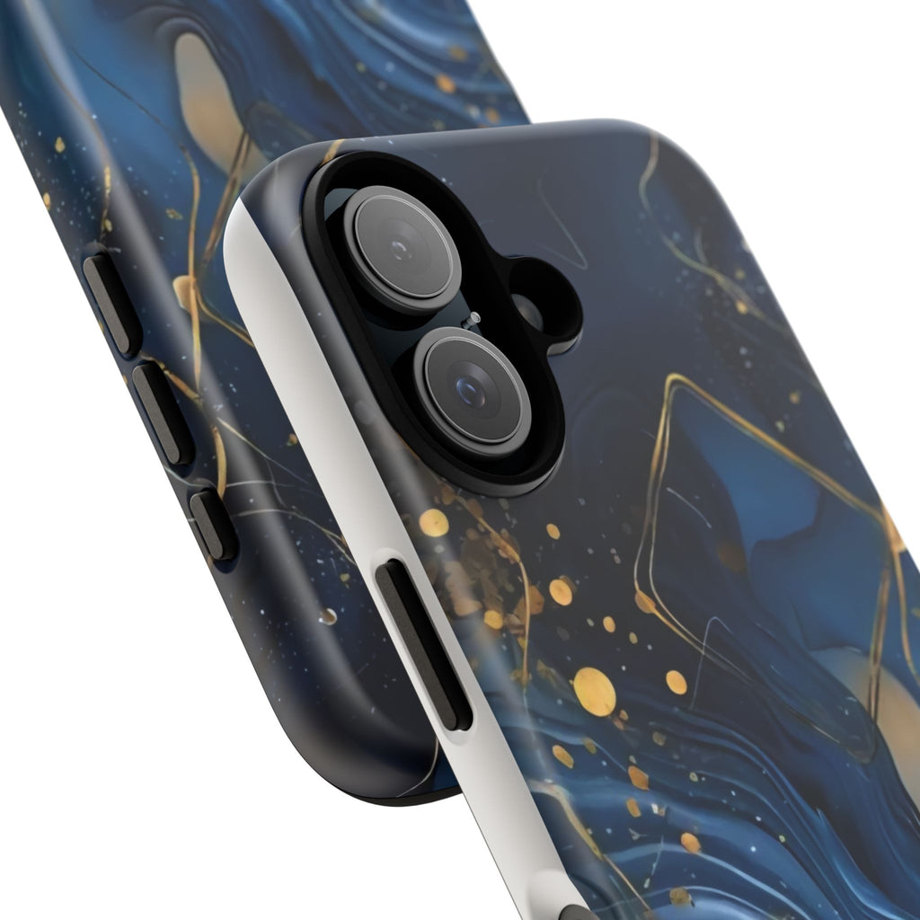 Blue Gold Marble Tough Phone Case — Protective Artistic iPhone Cover Printify