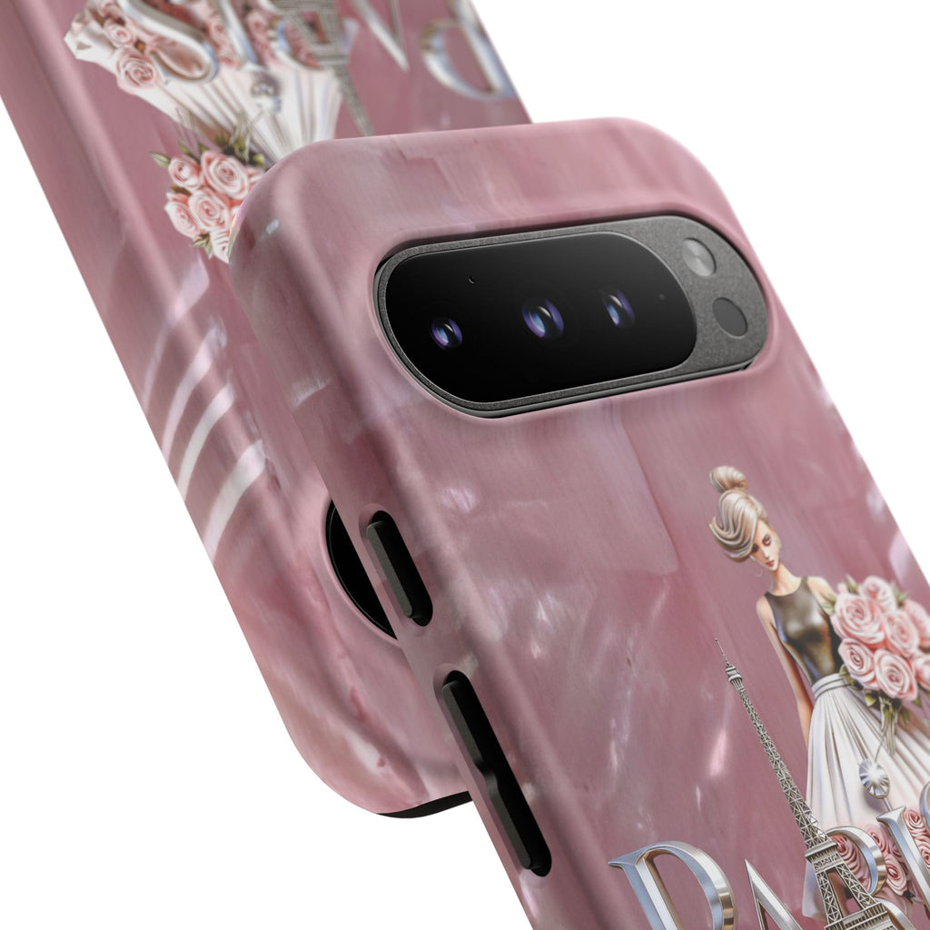 Paris Floral Phone Case - Pink Eiffel Tower Fashion Girl Tough Case Printify