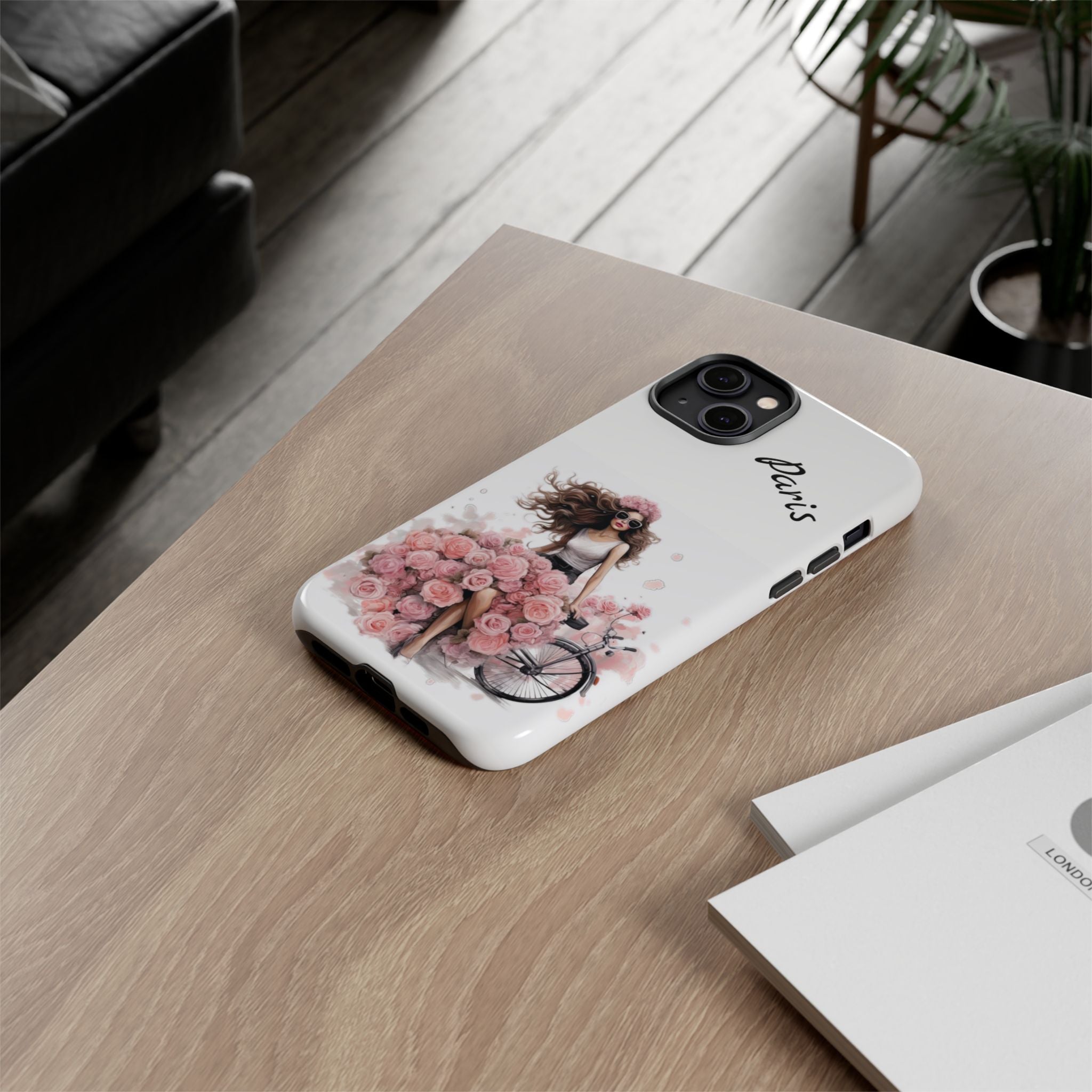 Paris Rose Bicycle woman phone case | Floral iPhone case Printify