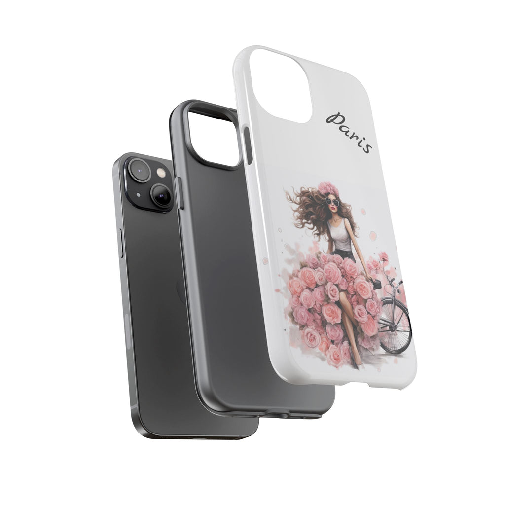 Paris Rose Bicycle woman phone case | Floral iPhone case Printify
