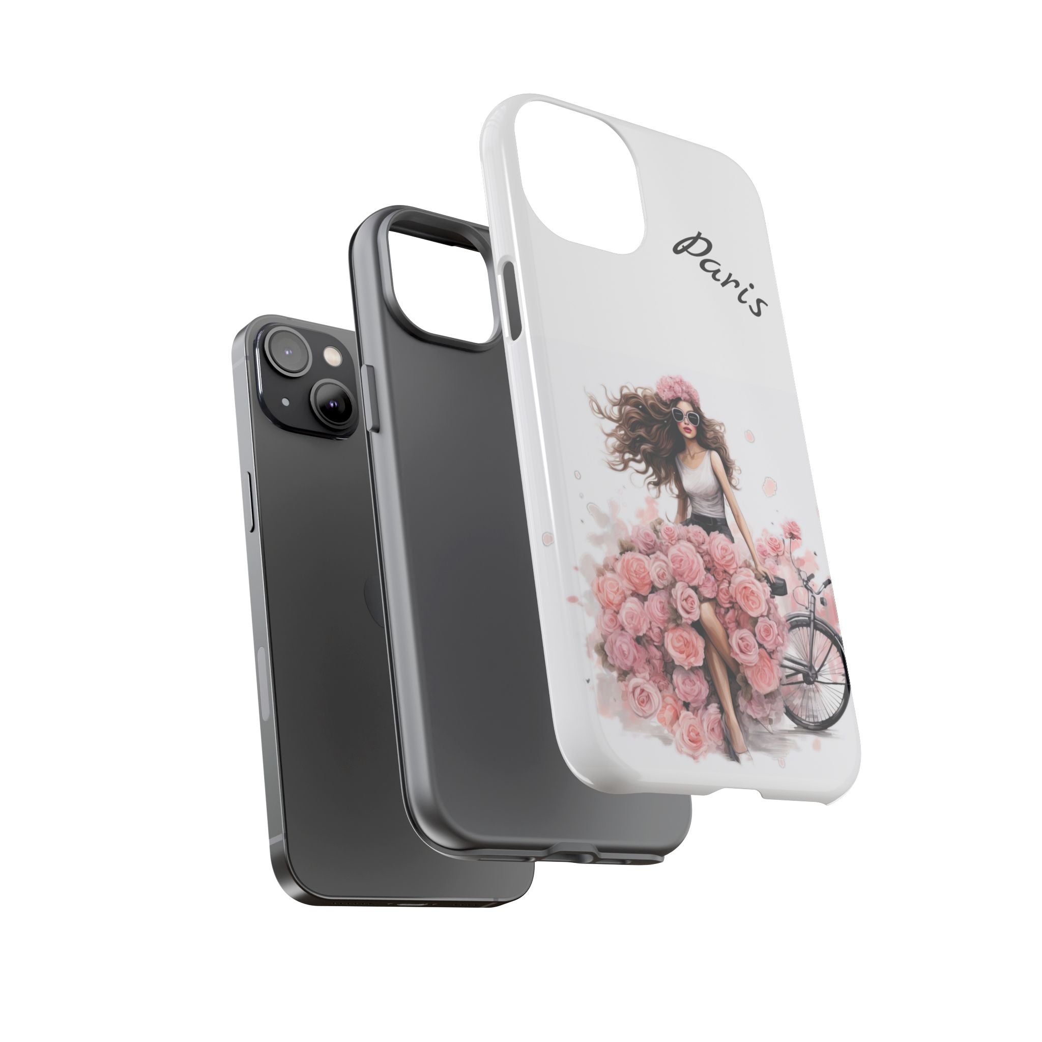 Paris Rose Bicycle woman phone case | Floral iPhone case Printify