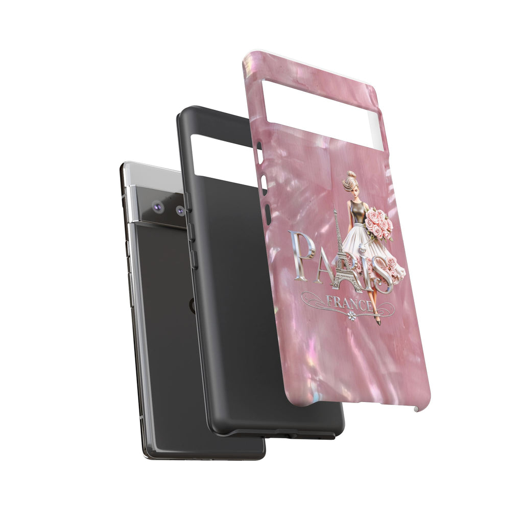 Paris Floral Phone Case - Pink Eiffel Tower Fashion Girl Tough Case Printify