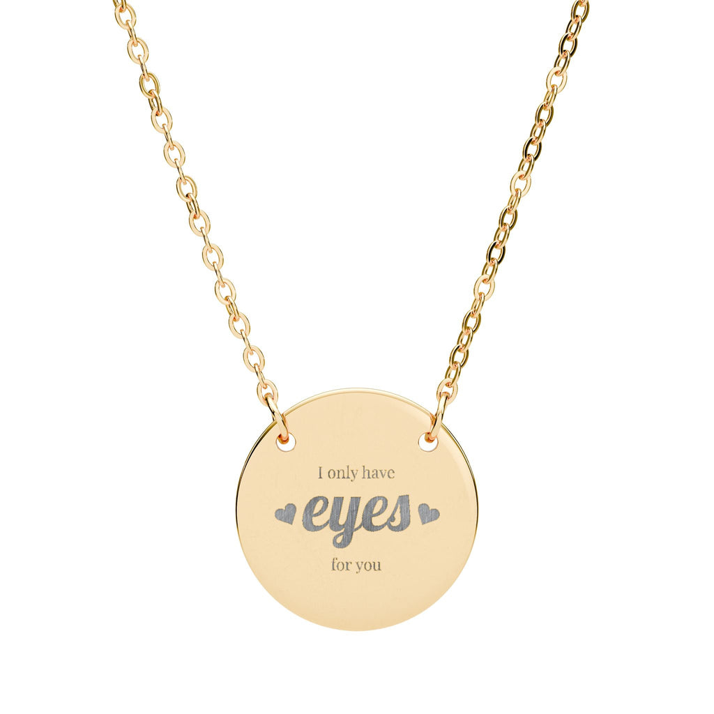 engraved 'eyes' circle necklace, round pendant engraving Printify