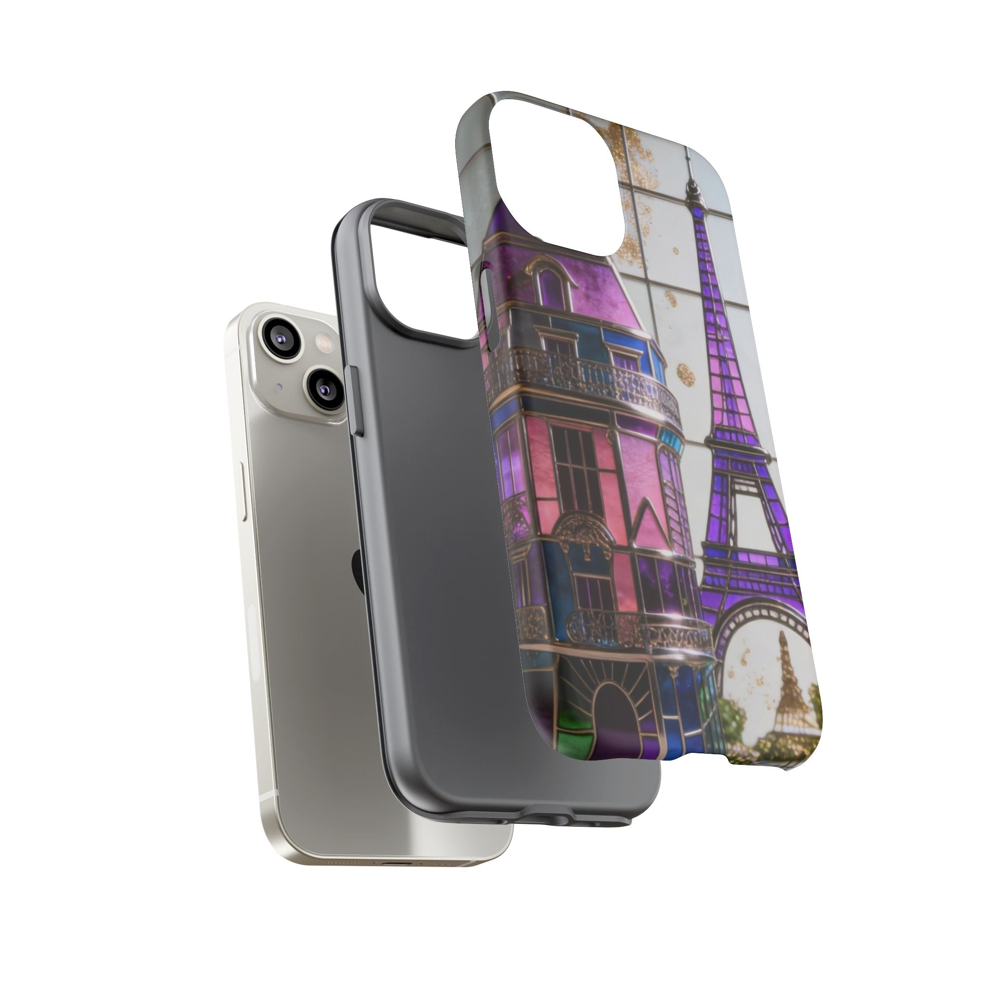 Parisian Eiffel Tower Tough Phone Case — Purple Vintage Cityscape Printify
