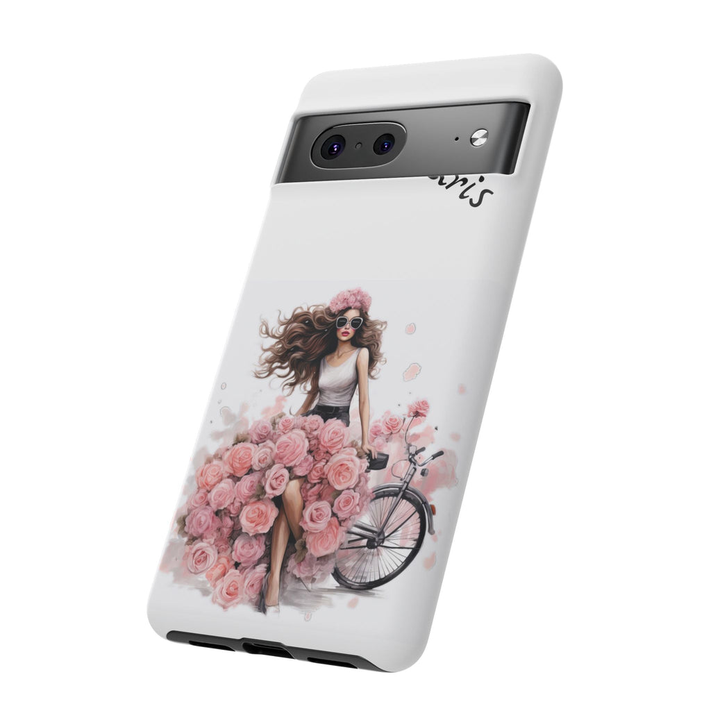 Paris Rose Bicycle woman phone case | Floral iPhone case Printify