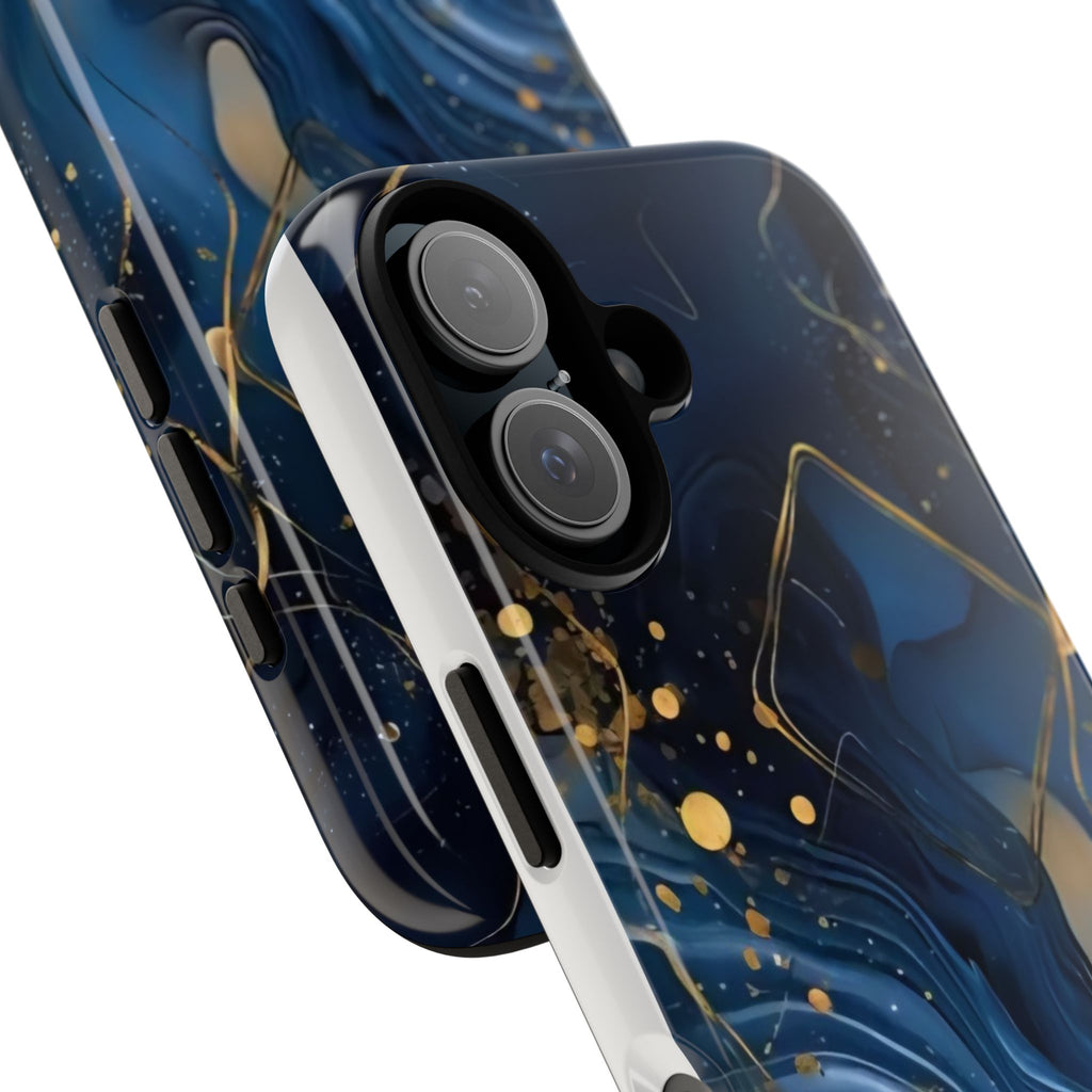 Blue Gold Marble Tough Phone Case — Protective Artistic iPhone Cover Printify