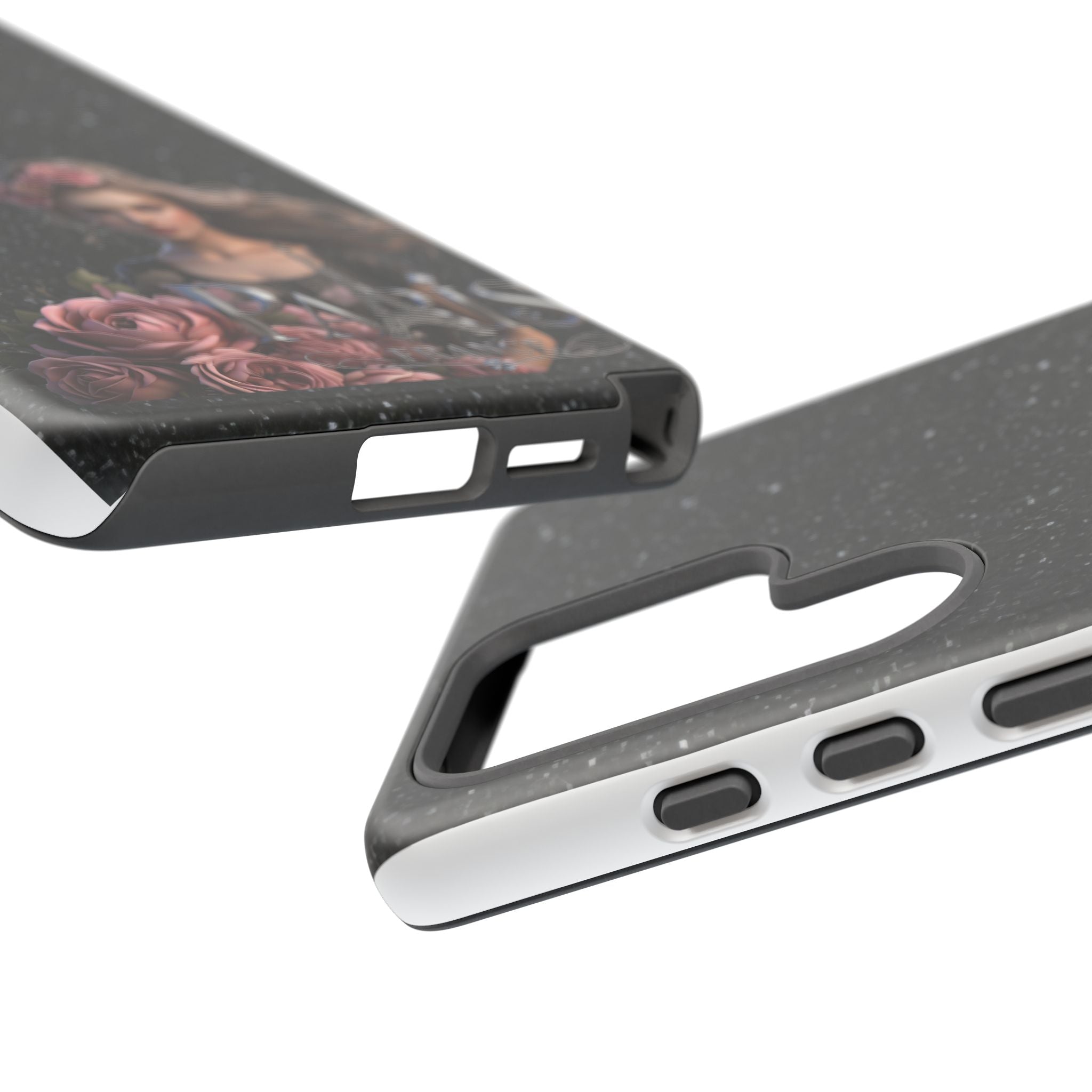 Floral Gothic Phone Case — Rose Crowned Woman on Sparkle Black Printify