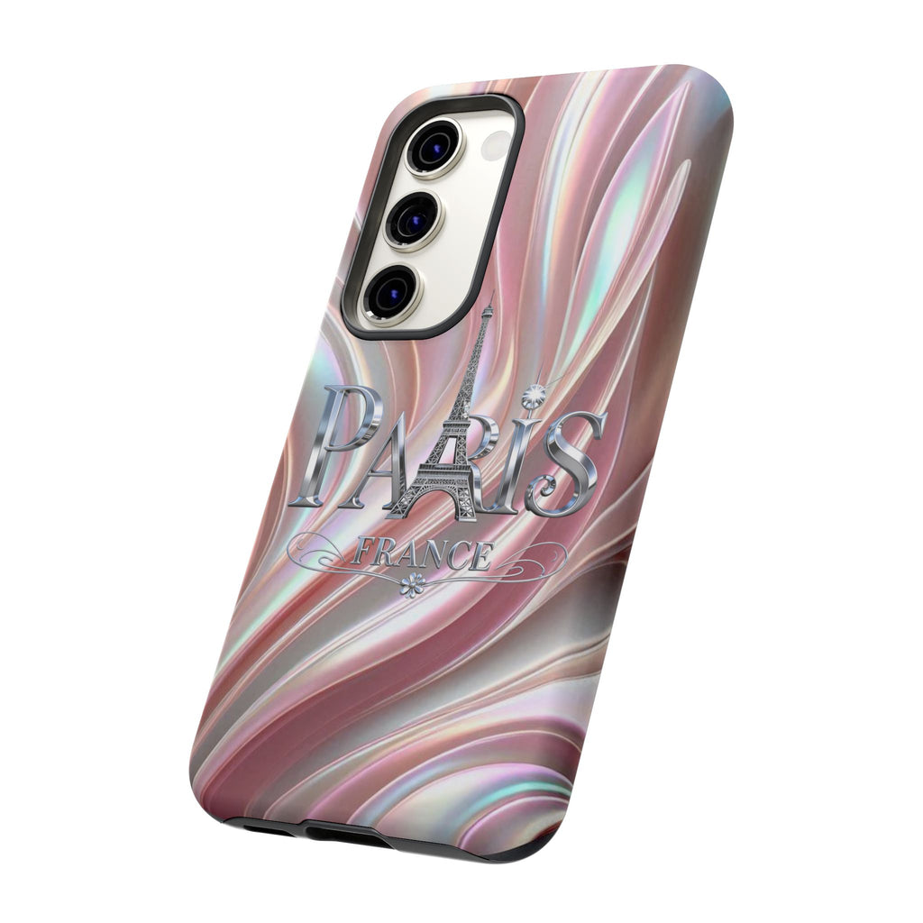 Paris Eiffel Phone Case — Iridescent Swirl Tough Case Printify
