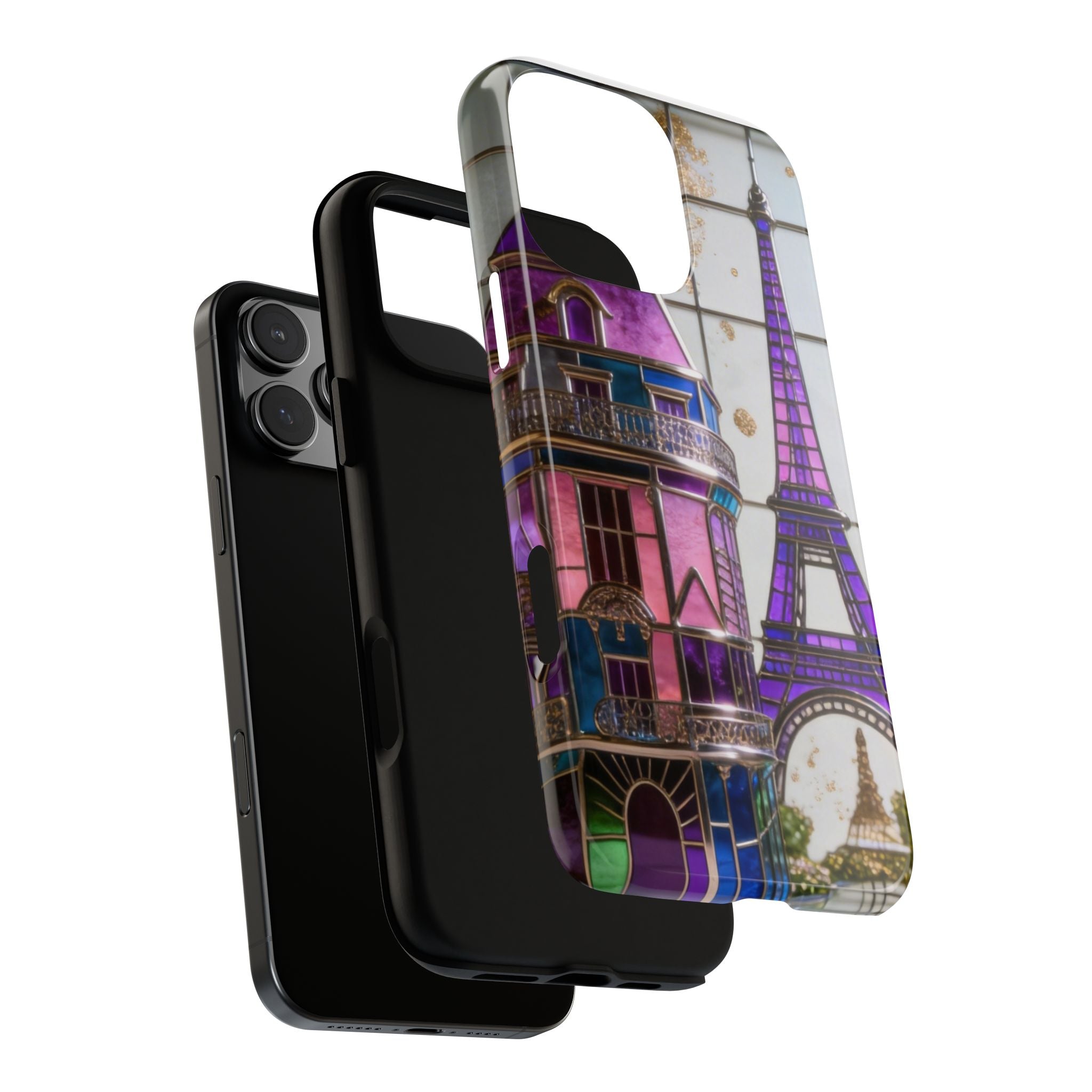 Parisian Eiffel Tower Tough Phone Case — Purple Vintage Cityscape Printify