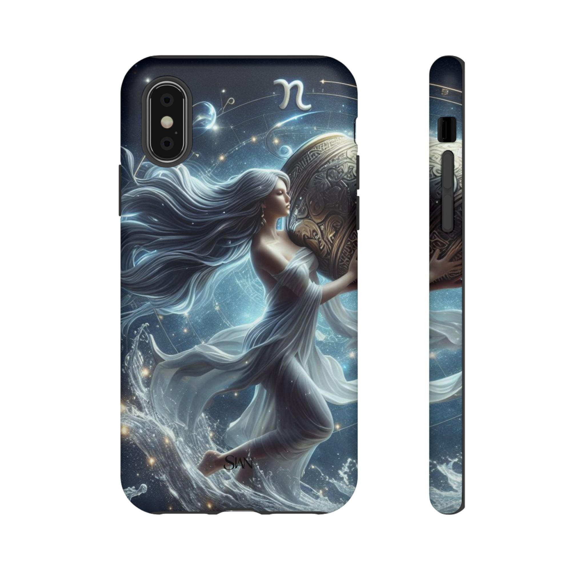 Moonlit Athena figure phone case | Goddess warrior celestial art tough case Printify